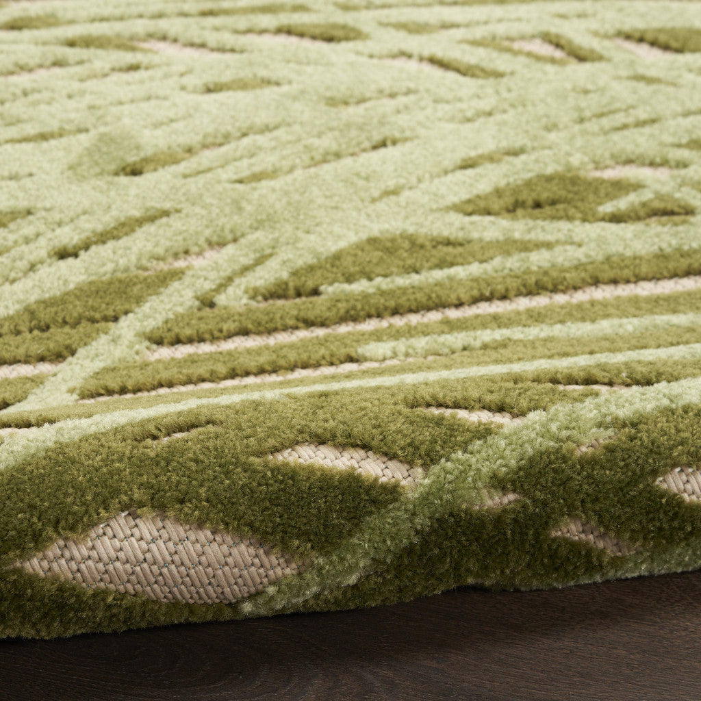 6' X 9' Ivory And Green Palm Leaf Indoor Outdoor Area Rug - Outdoor