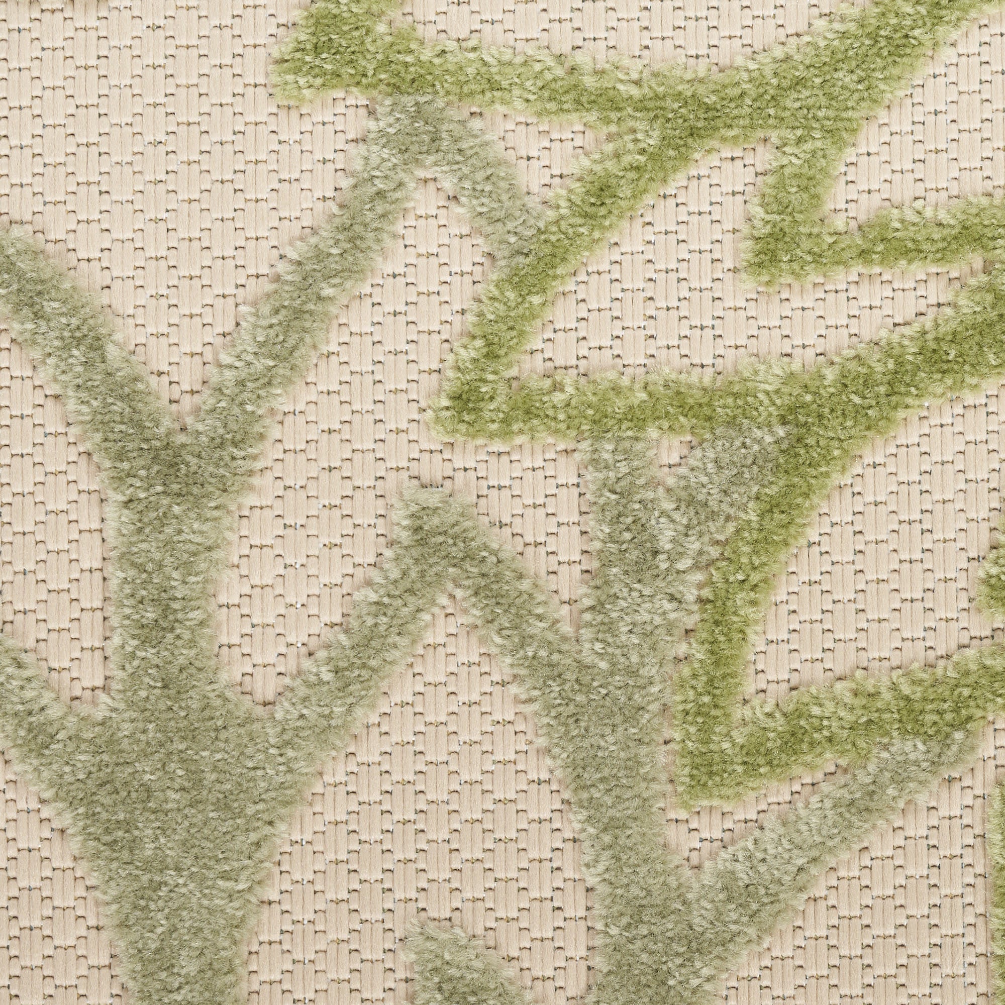 8' X 11' Ivory And Green Floral Indoor Outdoor Area Rug - Outdoor