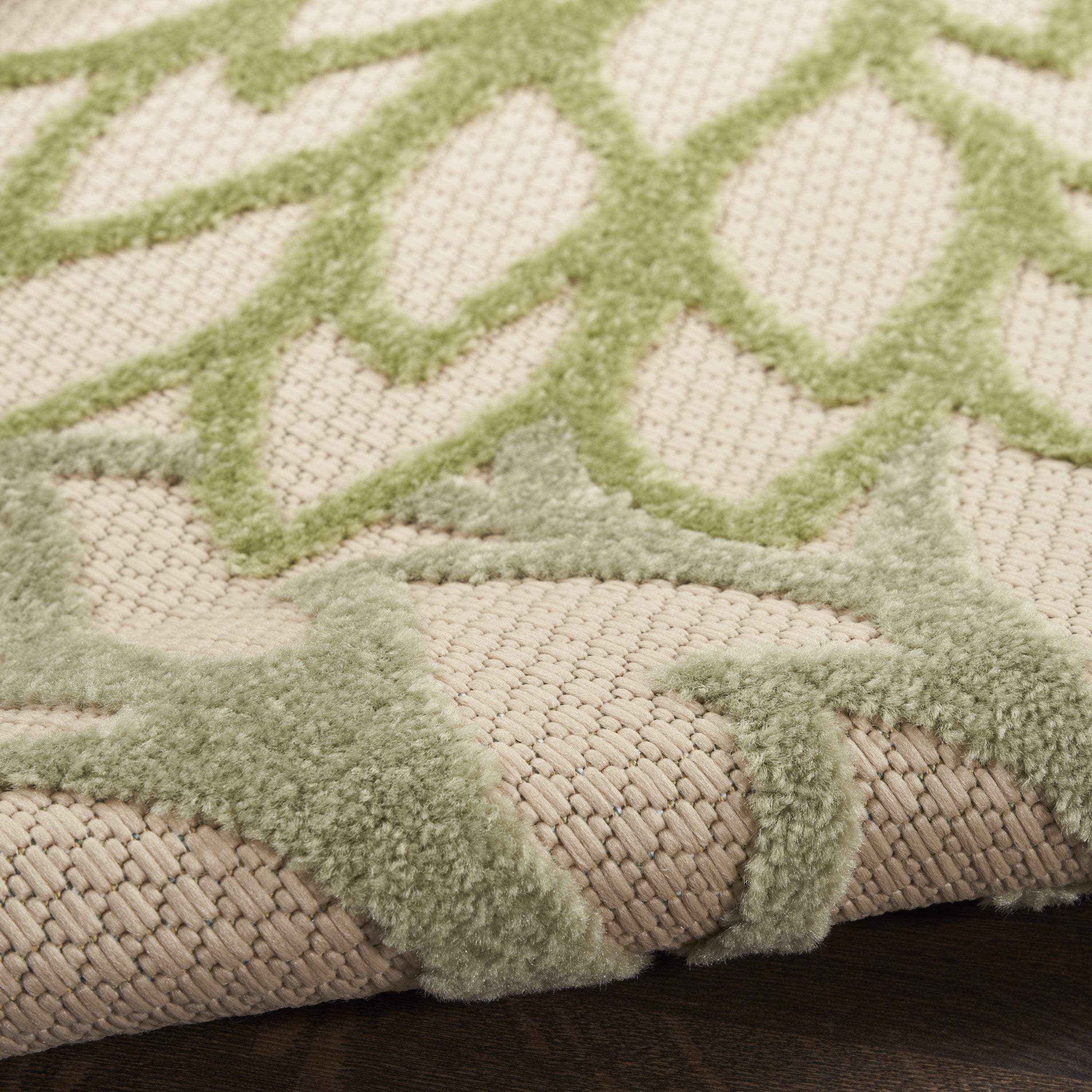 8' X 11' Ivory And Green Floral Indoor Outdoor Area Rug - Outdoor