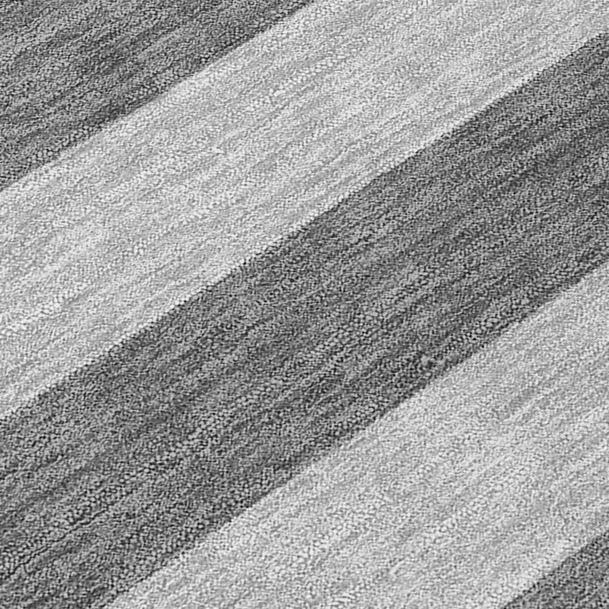 9' X 12' Gray and White Striped Washable Non Skid Indoor Outdoor Area Rug - Outdoor