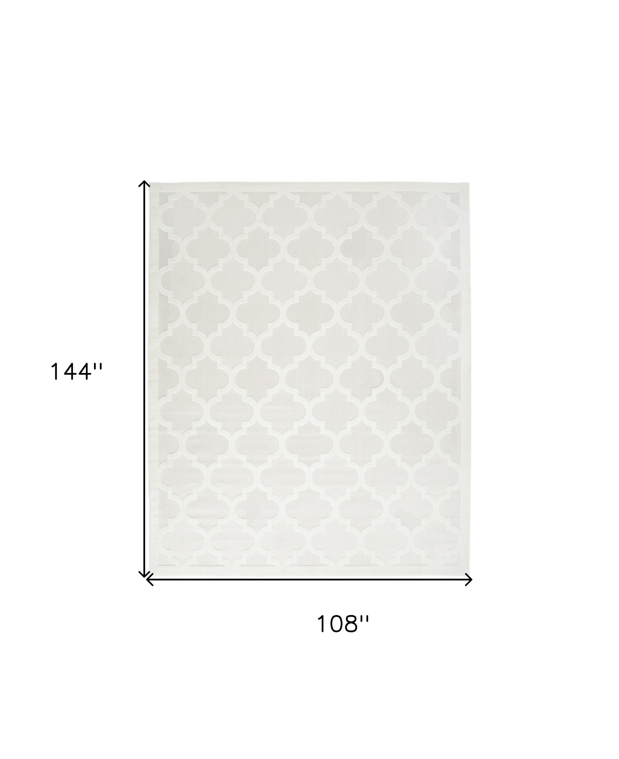 9' X 12' Ivory And White Indoor Outdoor Area Rug - Outdoor
