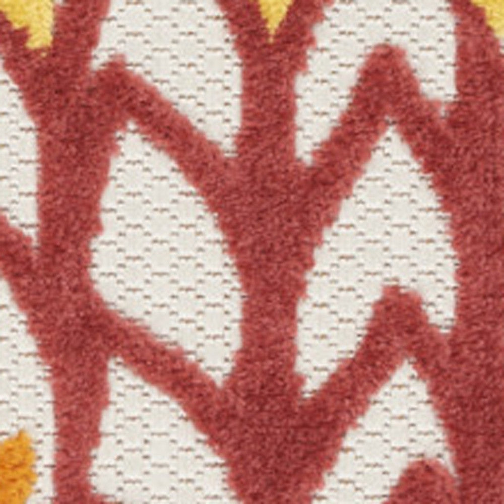 3' X 5' Green Orange and Red Indoor Outdoor Area Rug - Outdoor