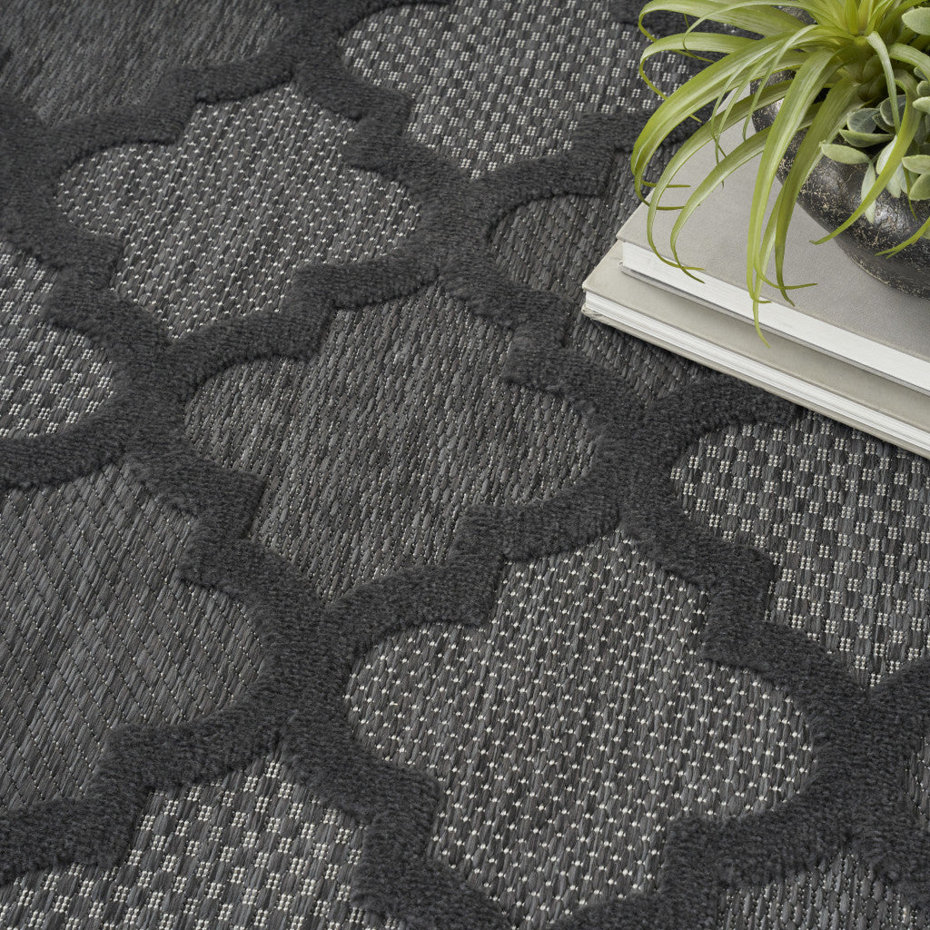 6' X 9' Charcoal and Gray Indoor Outdoor Area Rug - Outdoor