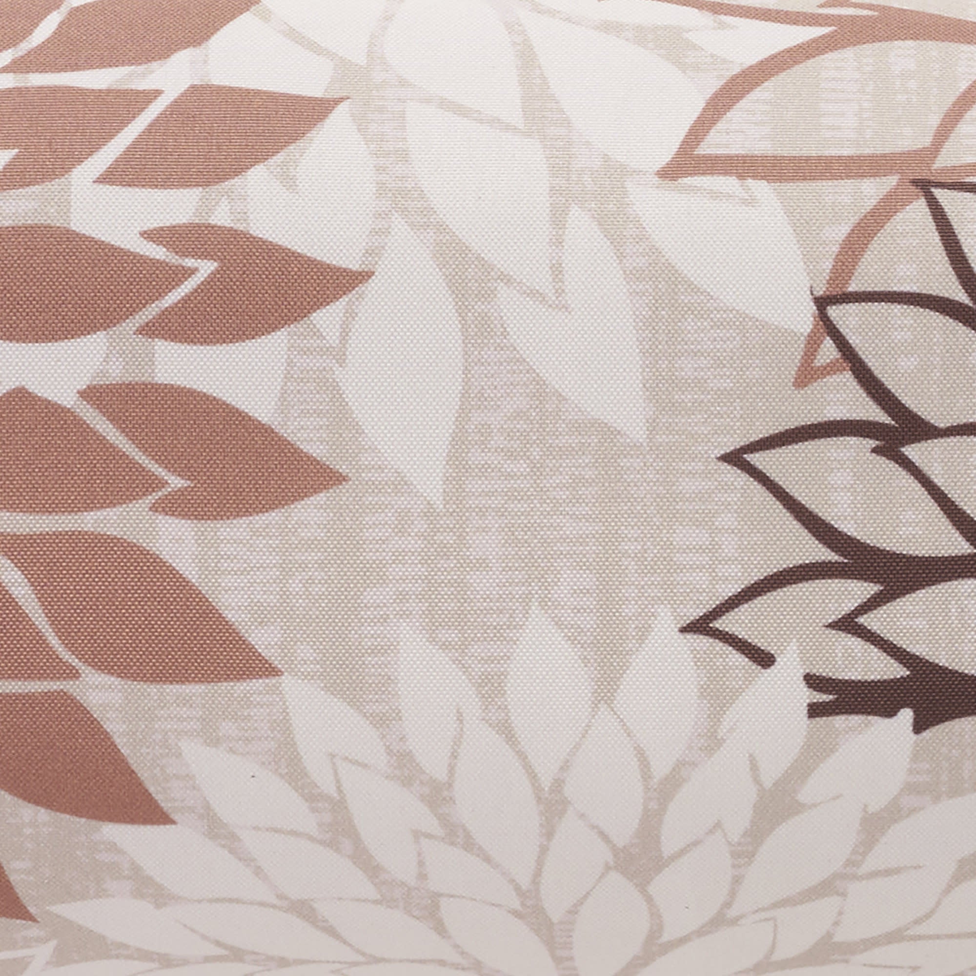 Floral indoor/outdoor throw pillow cover in ivory with brown and beige leaf pattern