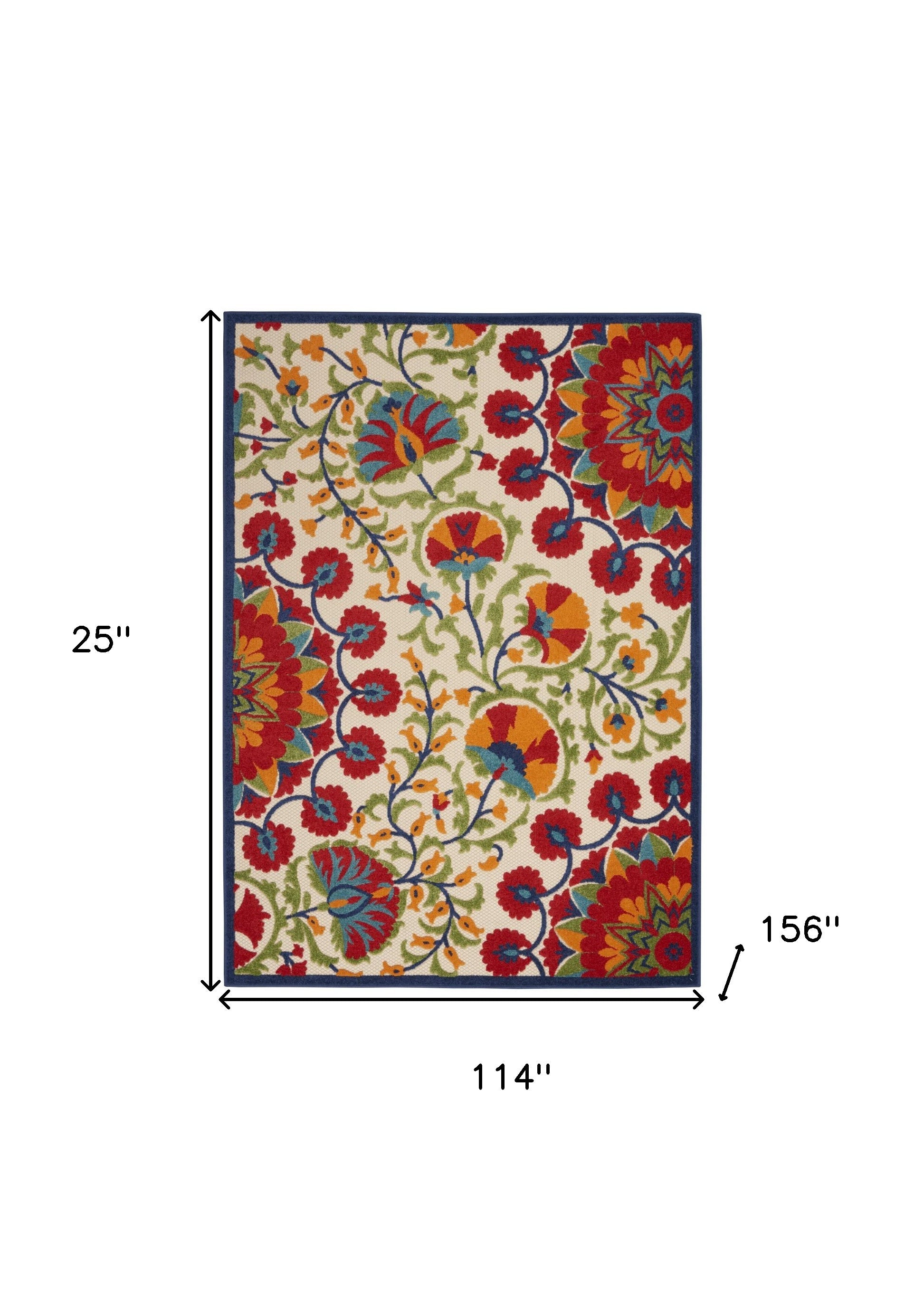 10' X 13' Red And Ivory Indoor Outdoor Area Rug - Outdoor
