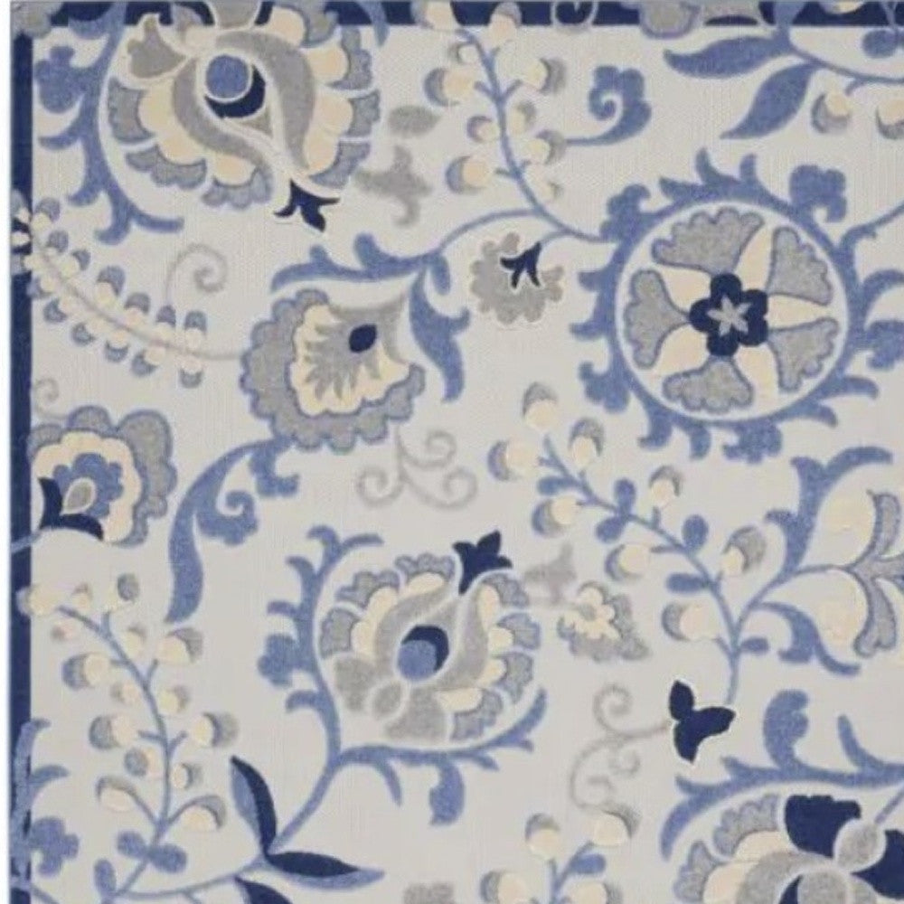 3' X 4' Blue And Gray Indoor Outdoor Area Rug - Outdoor