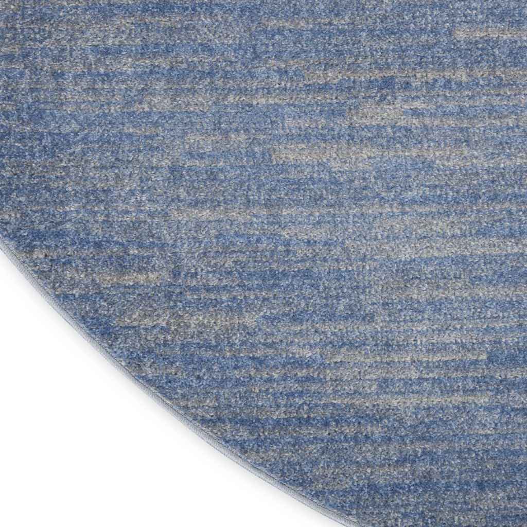 8' X 8' Blue And Gray Round Indoor Outdoor Area Rug - Outdoor