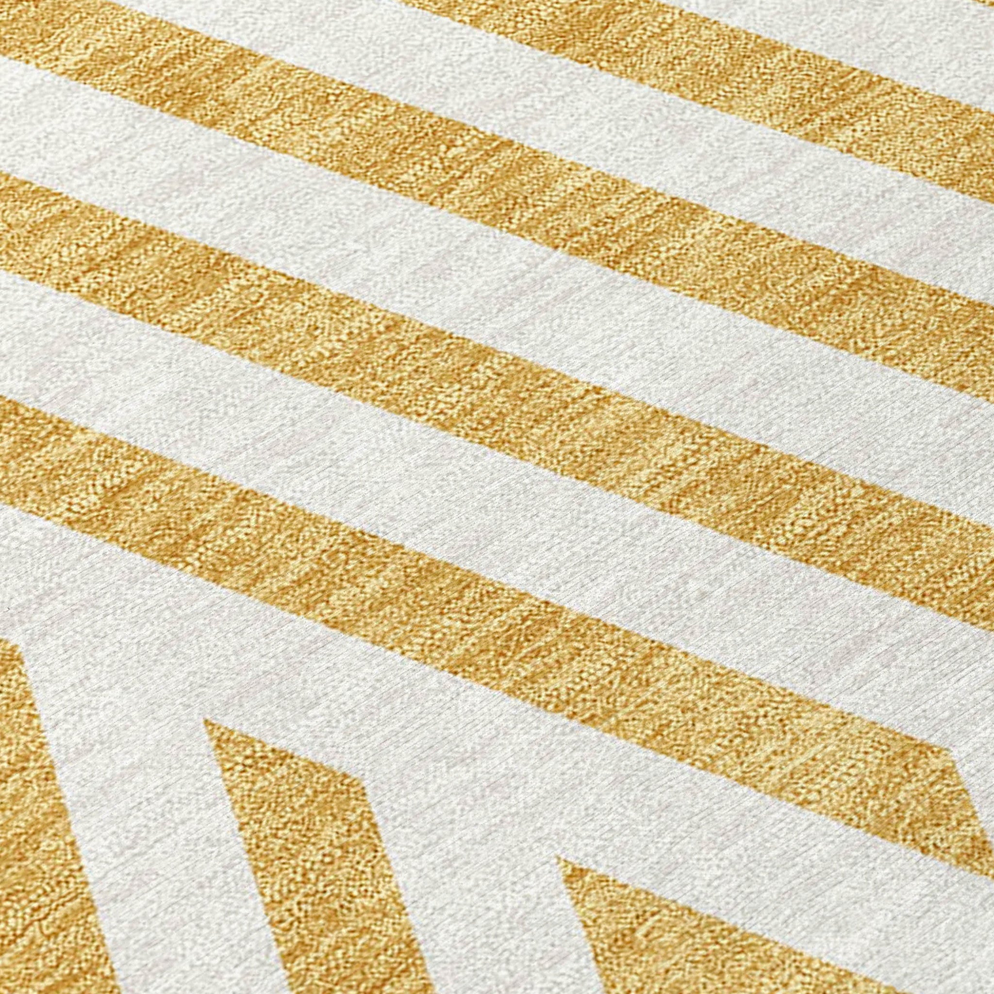 10' X 14' Gold and White Geometric Washable Non Skid Indoor Outdoor Area Rug - Sports & Outdoor
