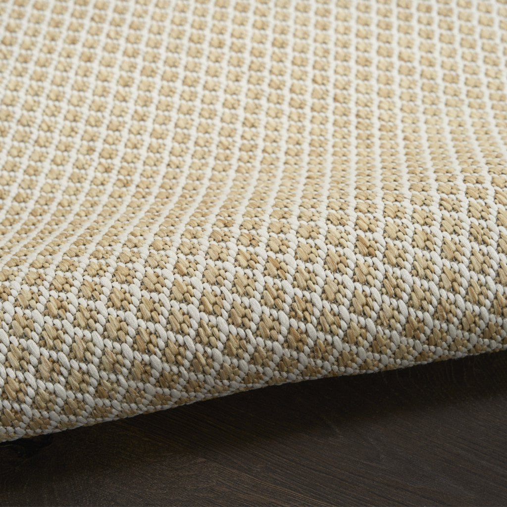 6' X 9' Natural And Ivory Geometric Indoor Outdoor Area Rug - Outdoor