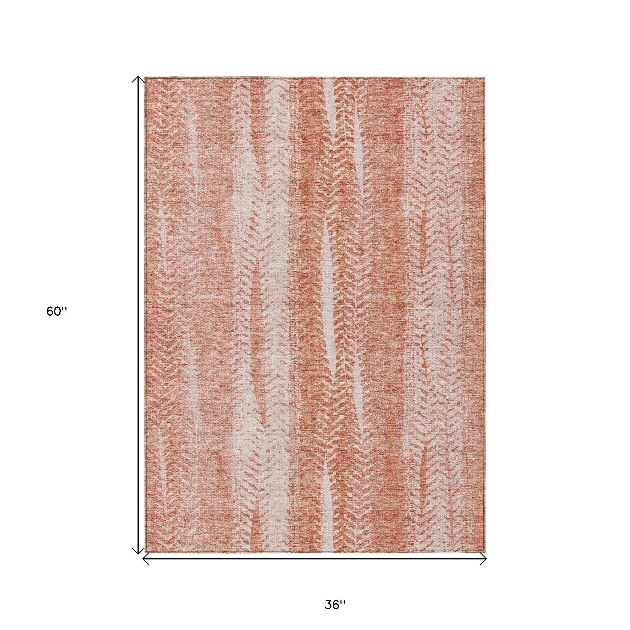 3' X 5' Orange And Salmon Botanical Leaves Washable Indoor Outdoor Area Rug - Sports & Outdoor