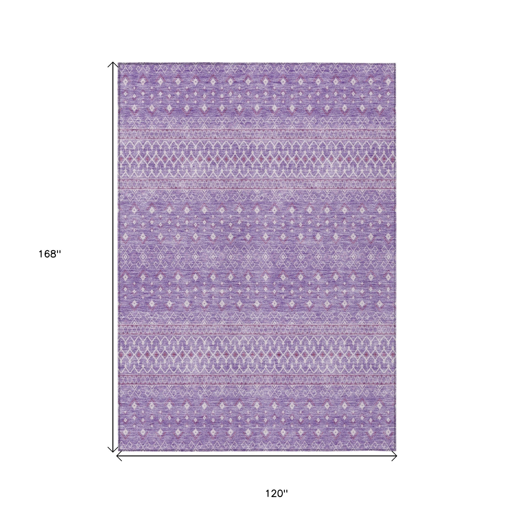 10' X 14' Lavender And Purple Tribal Washable Indoor Outdoor Area Rug - Sports & Outdoor
