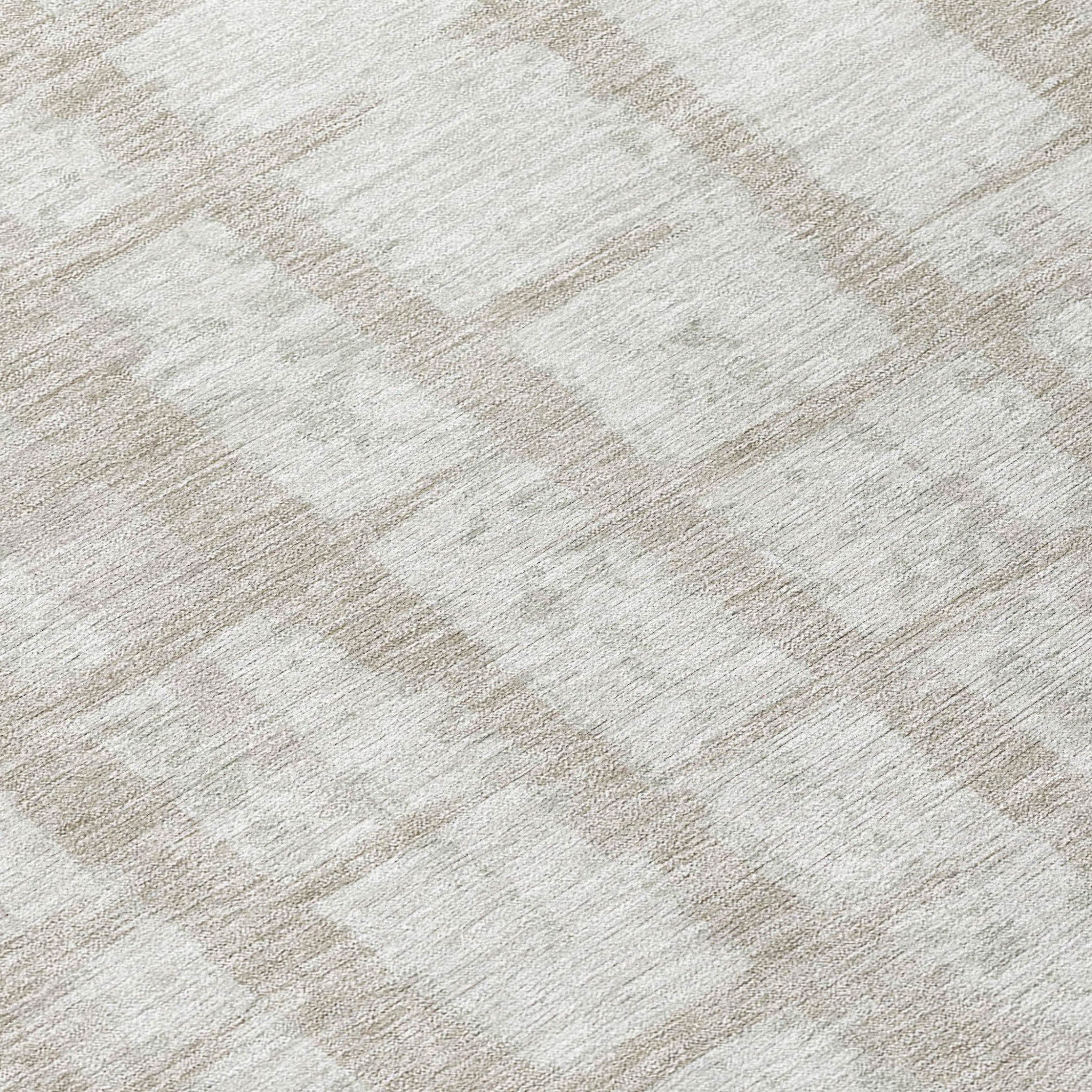 5' X 8' Taupe And Beige Striped Washable Indoor Outdoor Area Rug - Sports & Outdoor