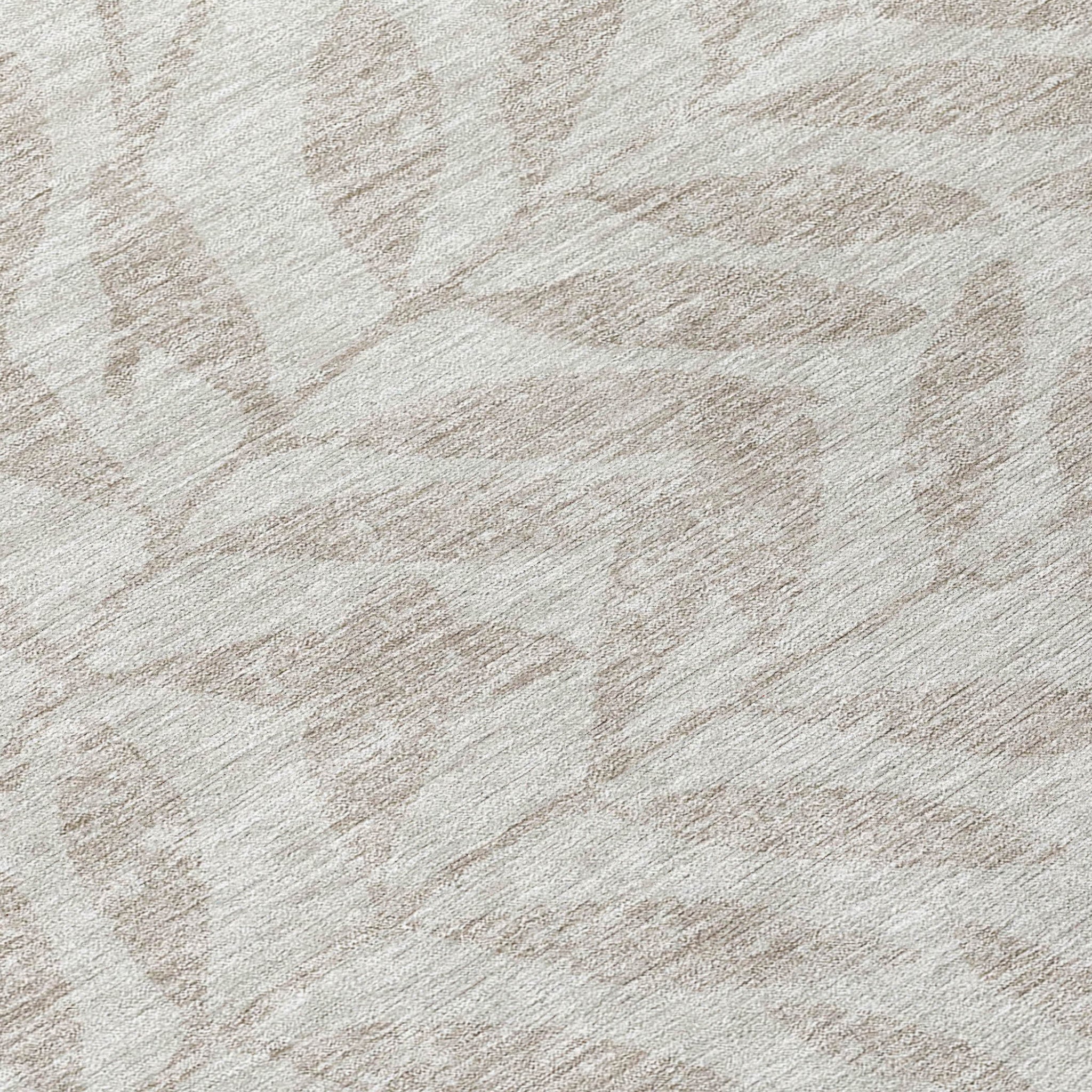 5' X 8' Taupe And Beige Floral Washable Indoor Outdoor Area Rug - Outdoor