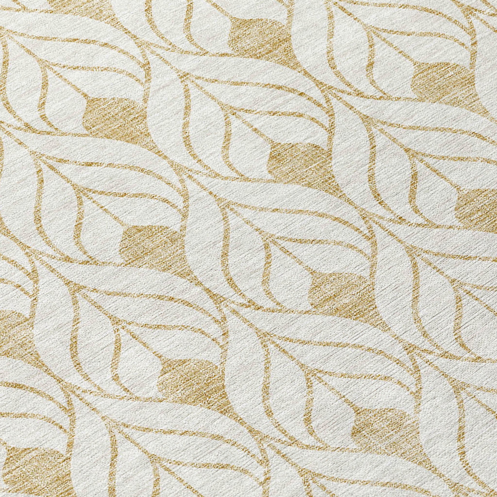 9' X 12' Gold And Beige Geometric Washable Indoor Outdoor Area Rug - Outdoor