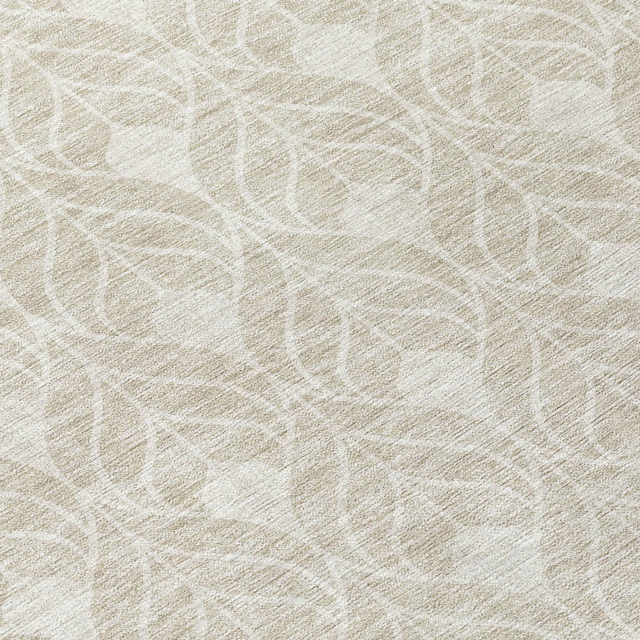 10' X 14' Beige And Ivory Geometric Washable Indoor Outdoor Area Rug - Outdoor