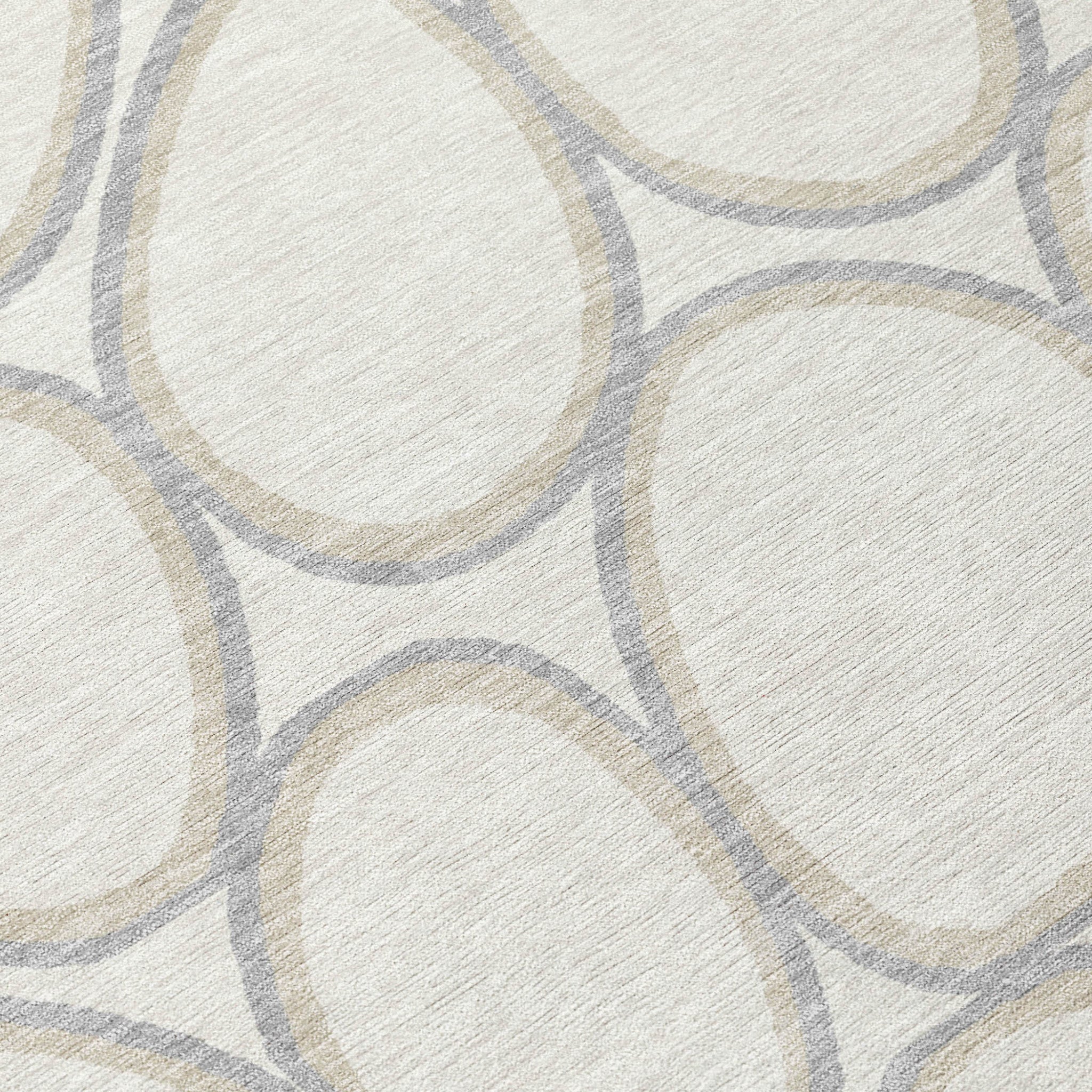 3' X 5' Ivory And Gray Abstract Washable Indoor Outdoor Area Rug - Sports & Outdoor