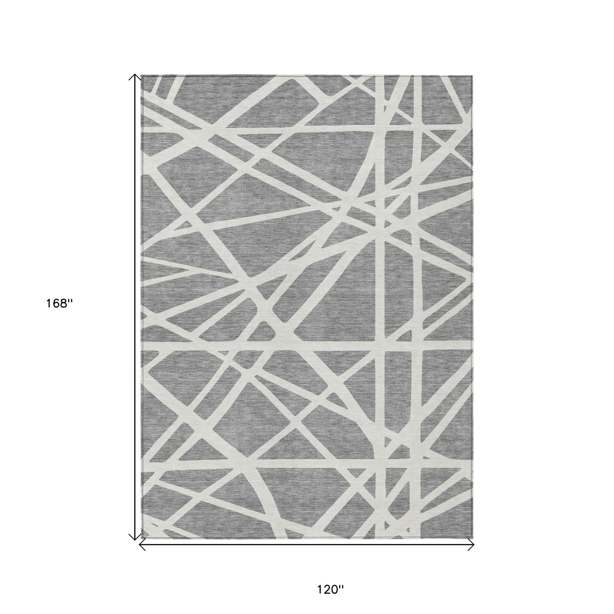 10' X 14' Gray And Ivory Geometric Washable Indoor Outdoor Area Rug - Sports & Outdoor