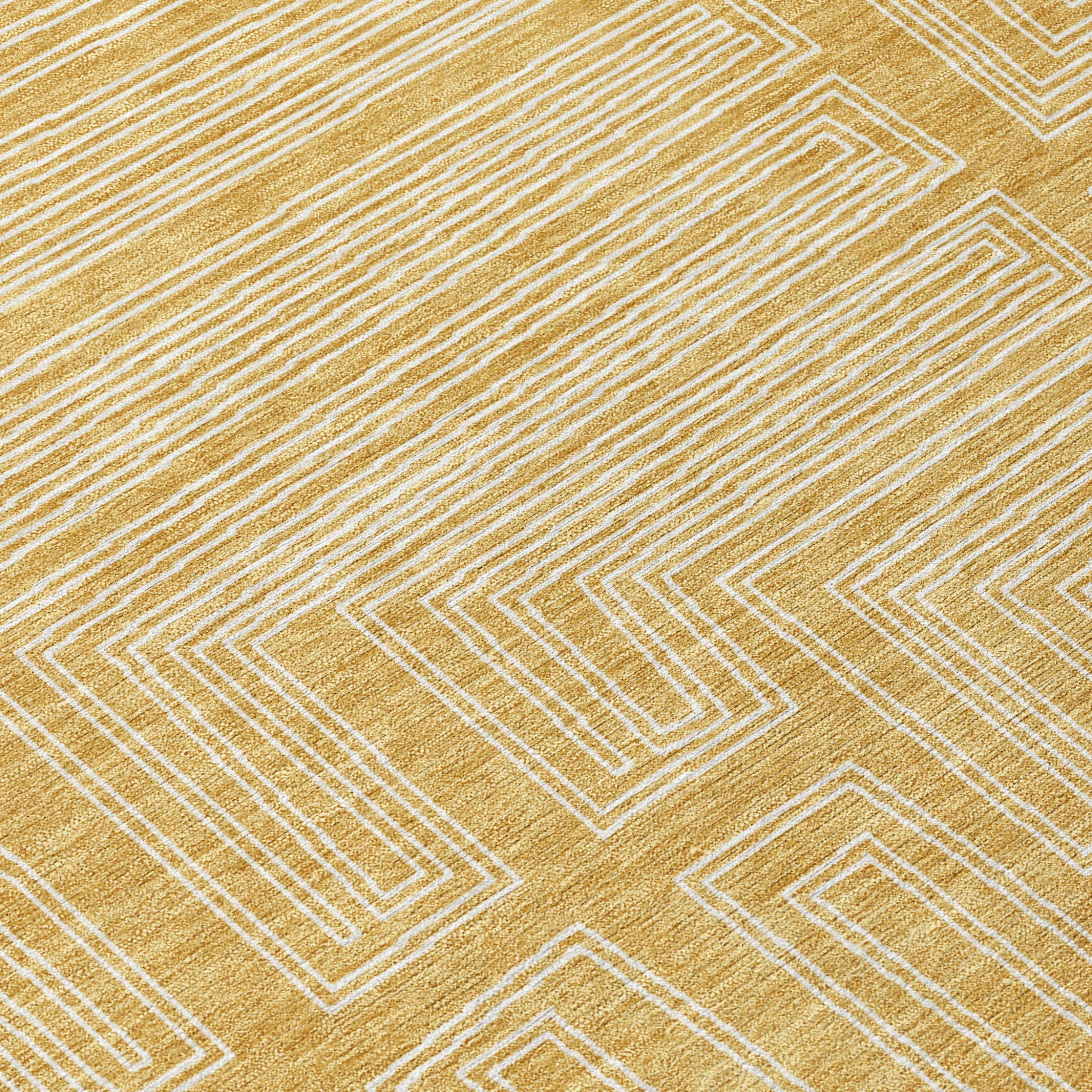 5' X 8' Gold And Ivory Geometric Washable Indoor Outdoor Area Rug - Sports & Outdoor