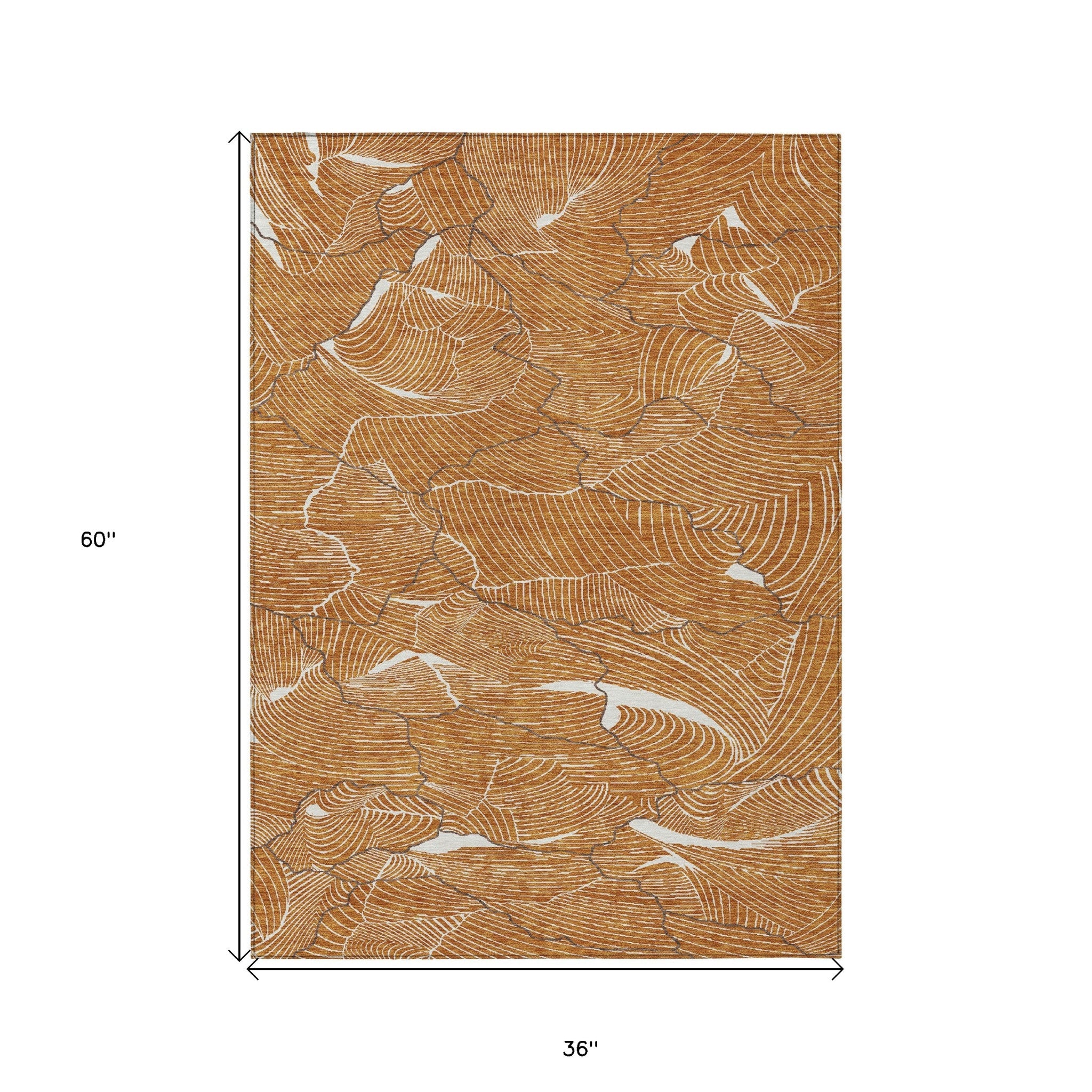 3' X 5' Copper Brown And Ivory Abstract Washable Indoor Outdoor Area Rug - Sports & Outdoor