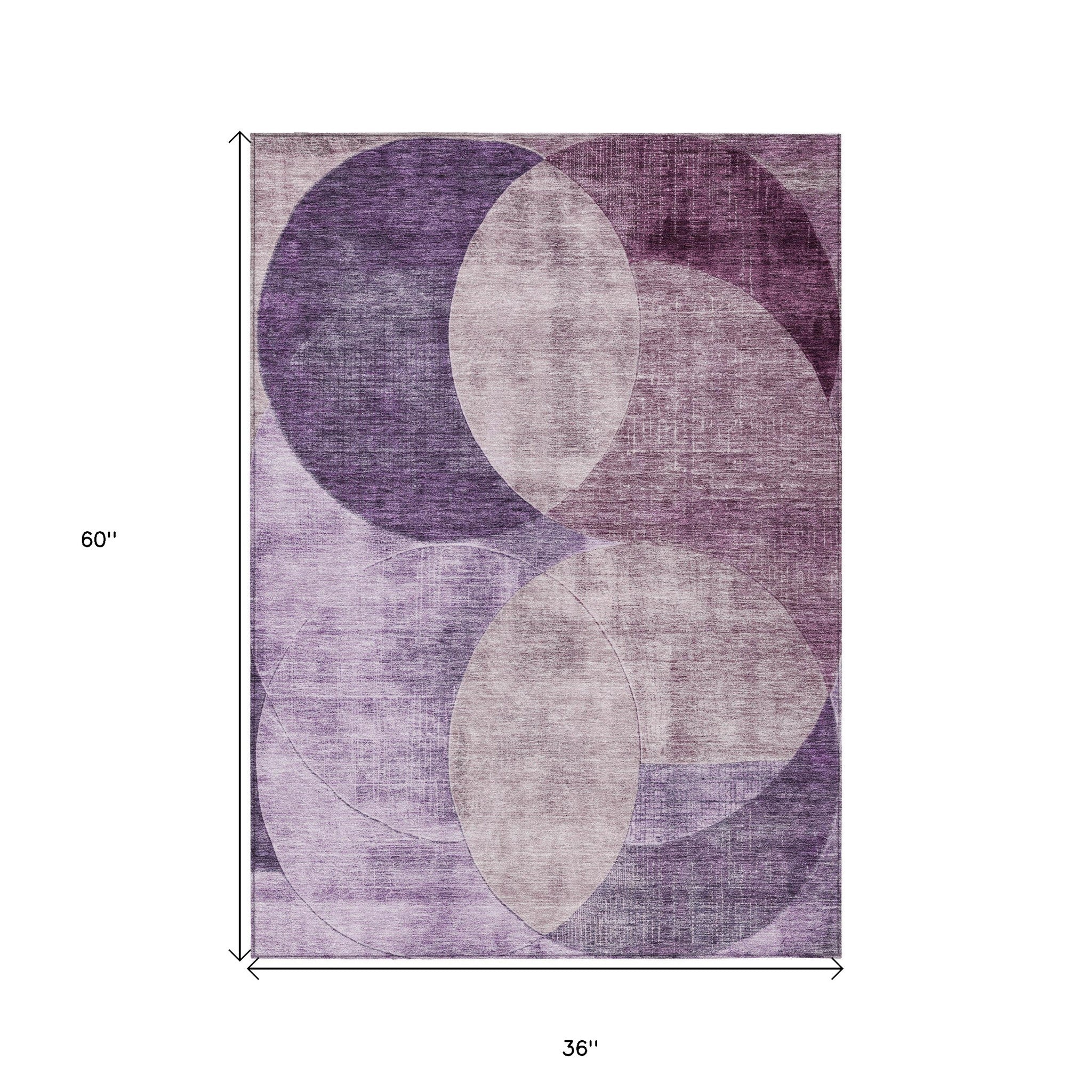 3' X 5' Purple And Lavender Geometric Washable Indoor Outdoor Area Rug - Sports & Outdoor