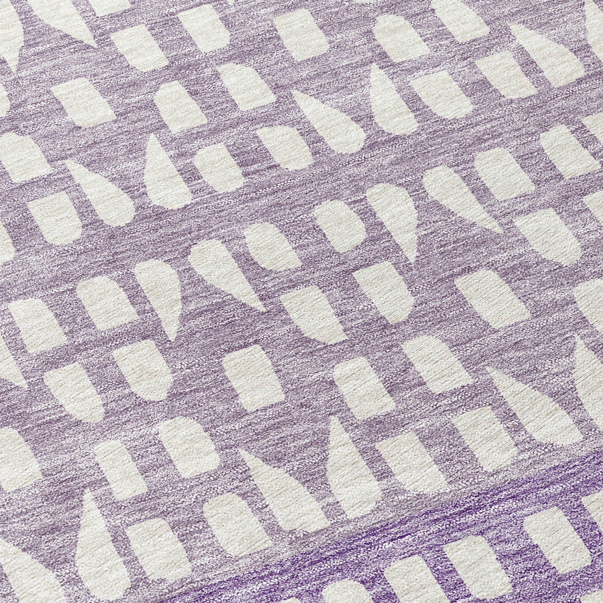 10' X 14' Purple Lavender And Ivory Geometric Washable Indoor Outdoor Area Rug - Sports & Outdoor