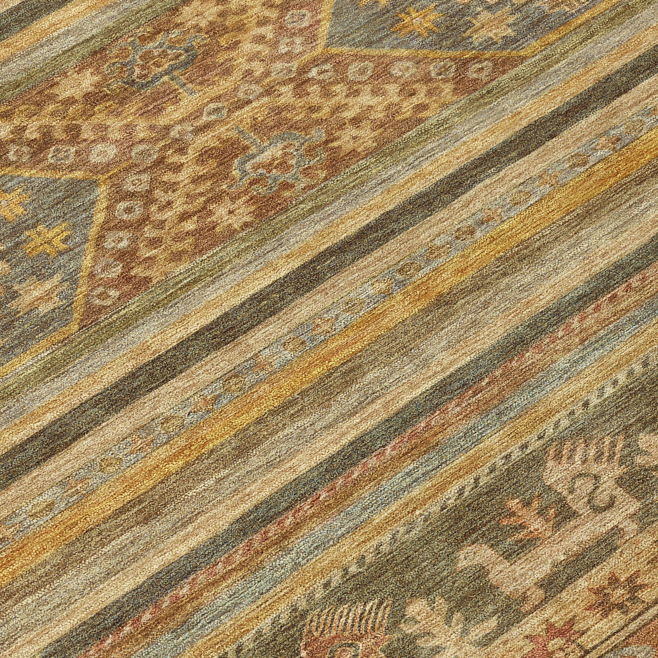 5' X 8' Beige Taupe And Gold Tribal Washable Indoor Outdoor Area Rug - Sports & Outdoor