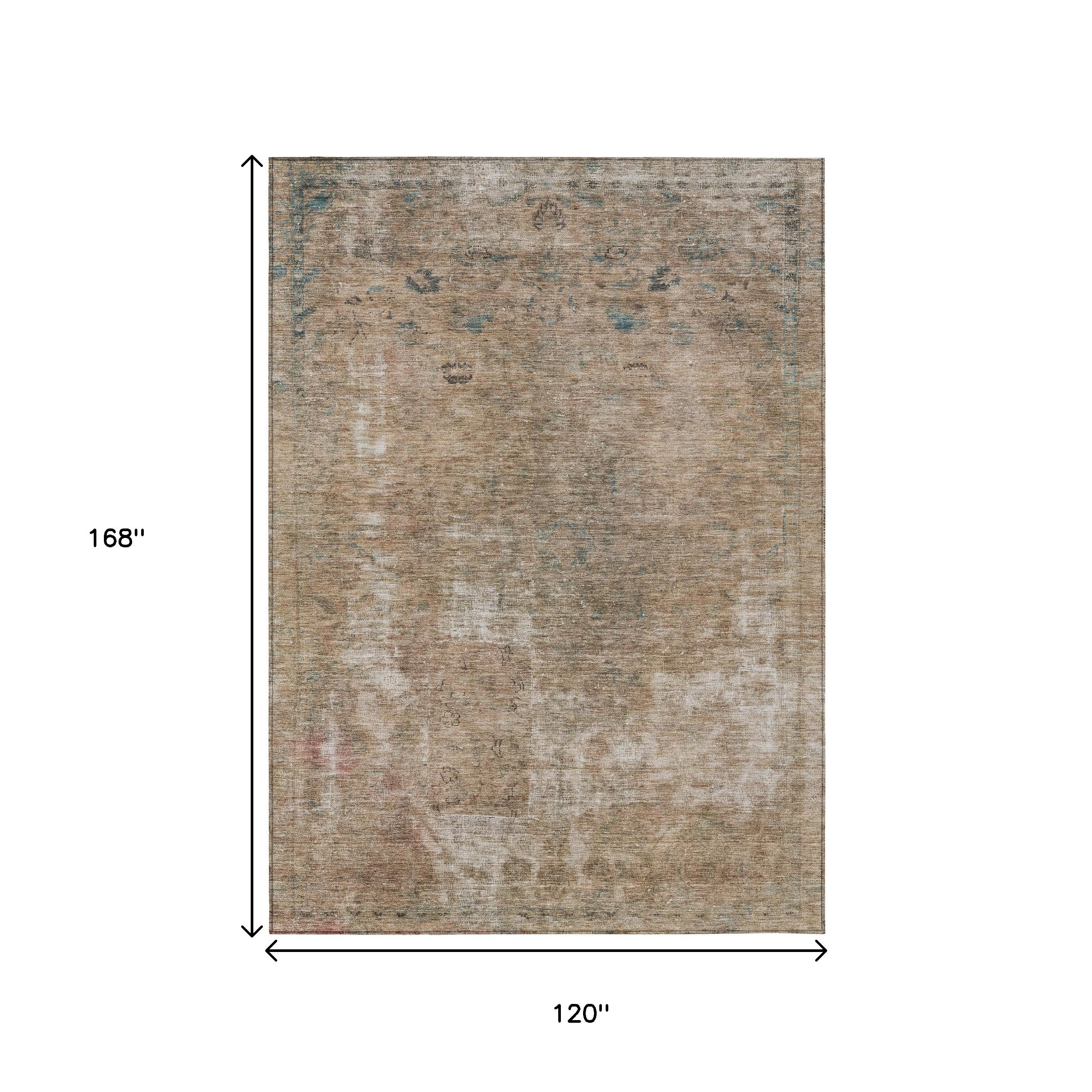 10' X 14' Beige And Taupe Abstract Washable Indoor Outdoor Area Rug - Sports & Outdoor