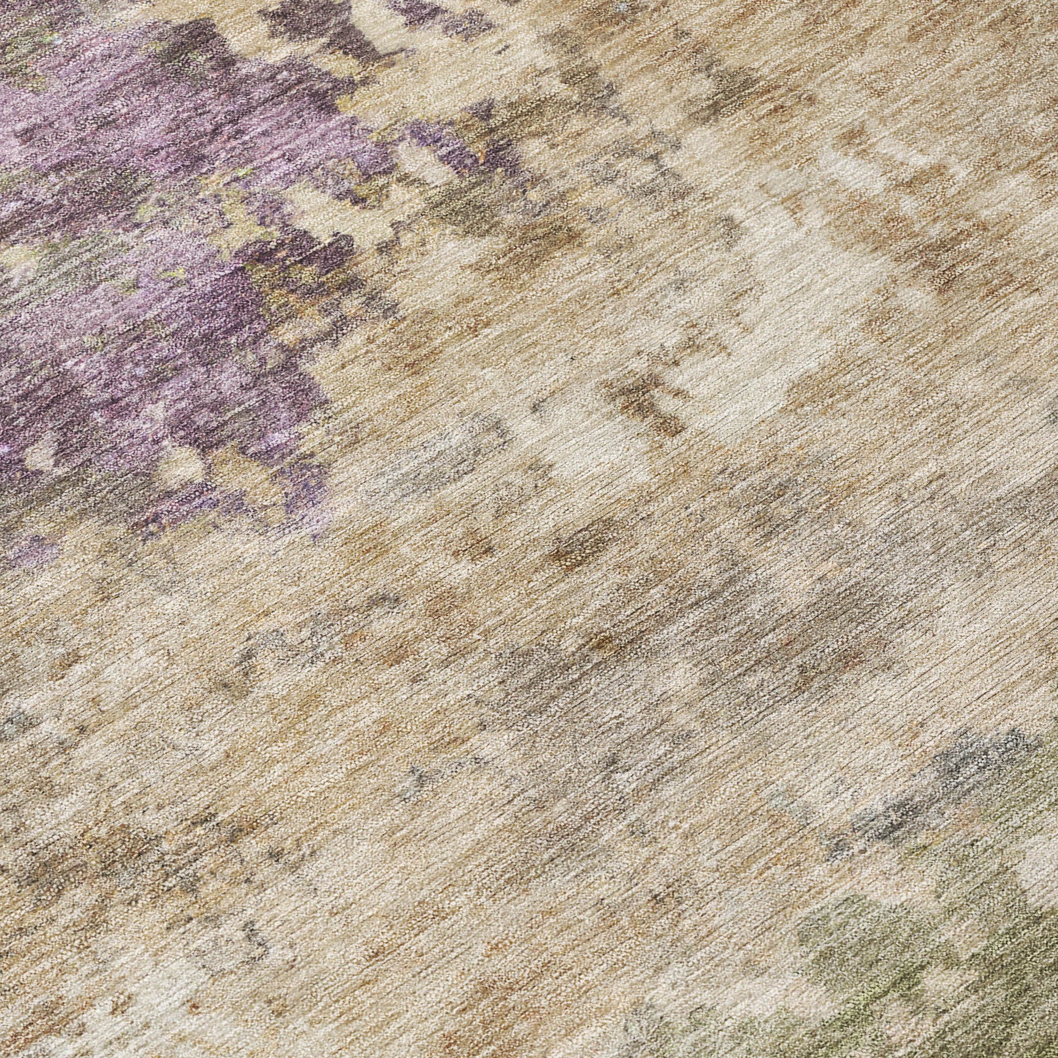 5' X 8' Beige Green And Purple Abstract Washable Indoor Outdoor Area Rug - Sports & Outdoor