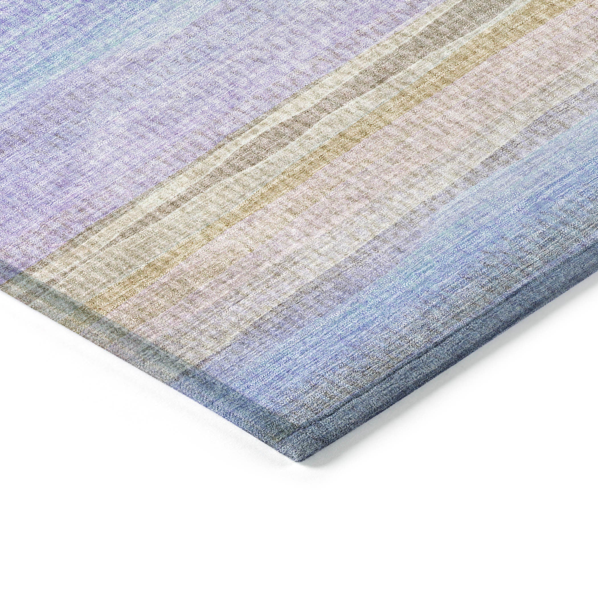 3' X 5' Lavender Sky Blue And Beige Striped Washable Indoor Outdoor Area Rug - Sports & Outdoor