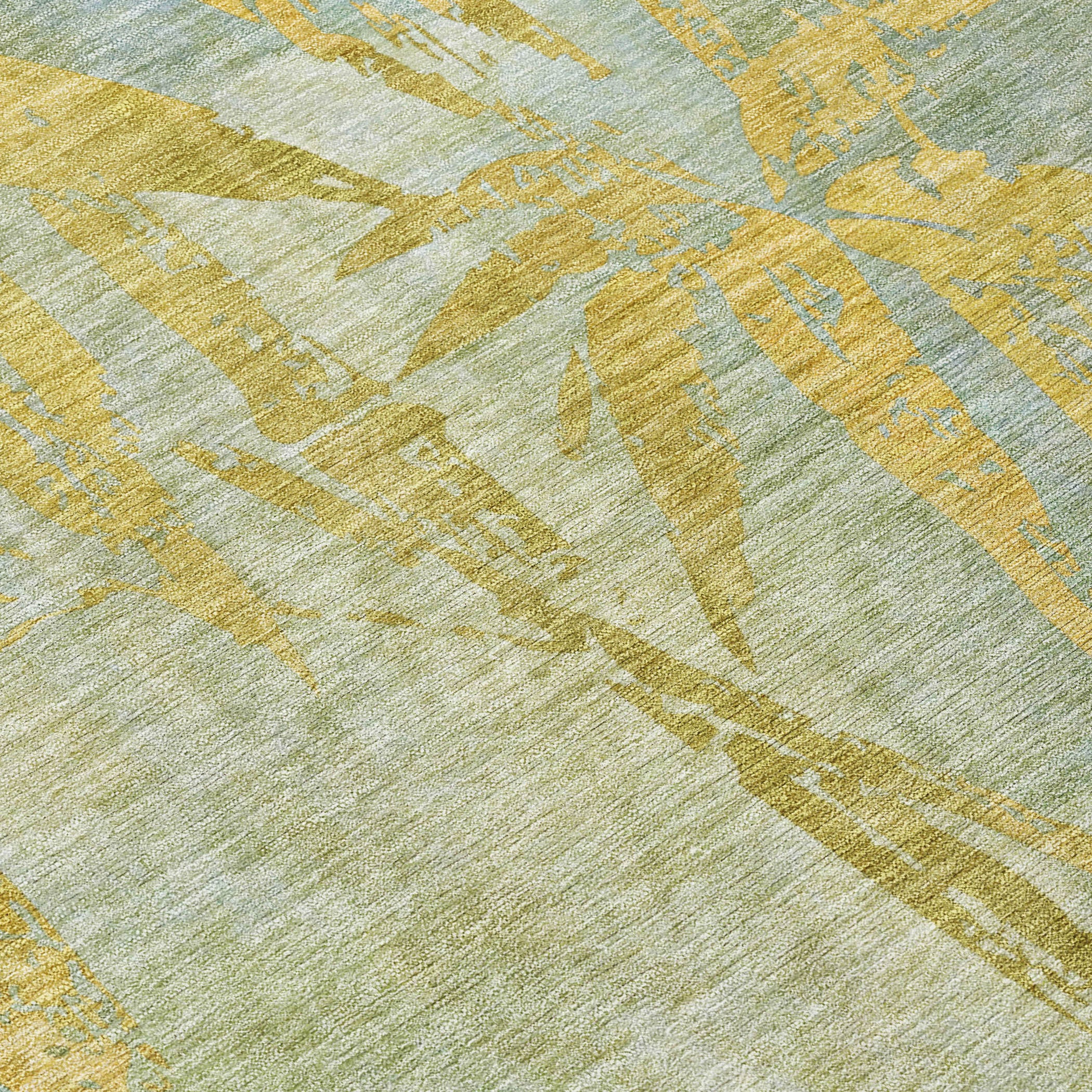 3' X 5' Sage And Gold Botanical Leaves Washable Indoor Outdoor Area Rug - Sports & Outdoor