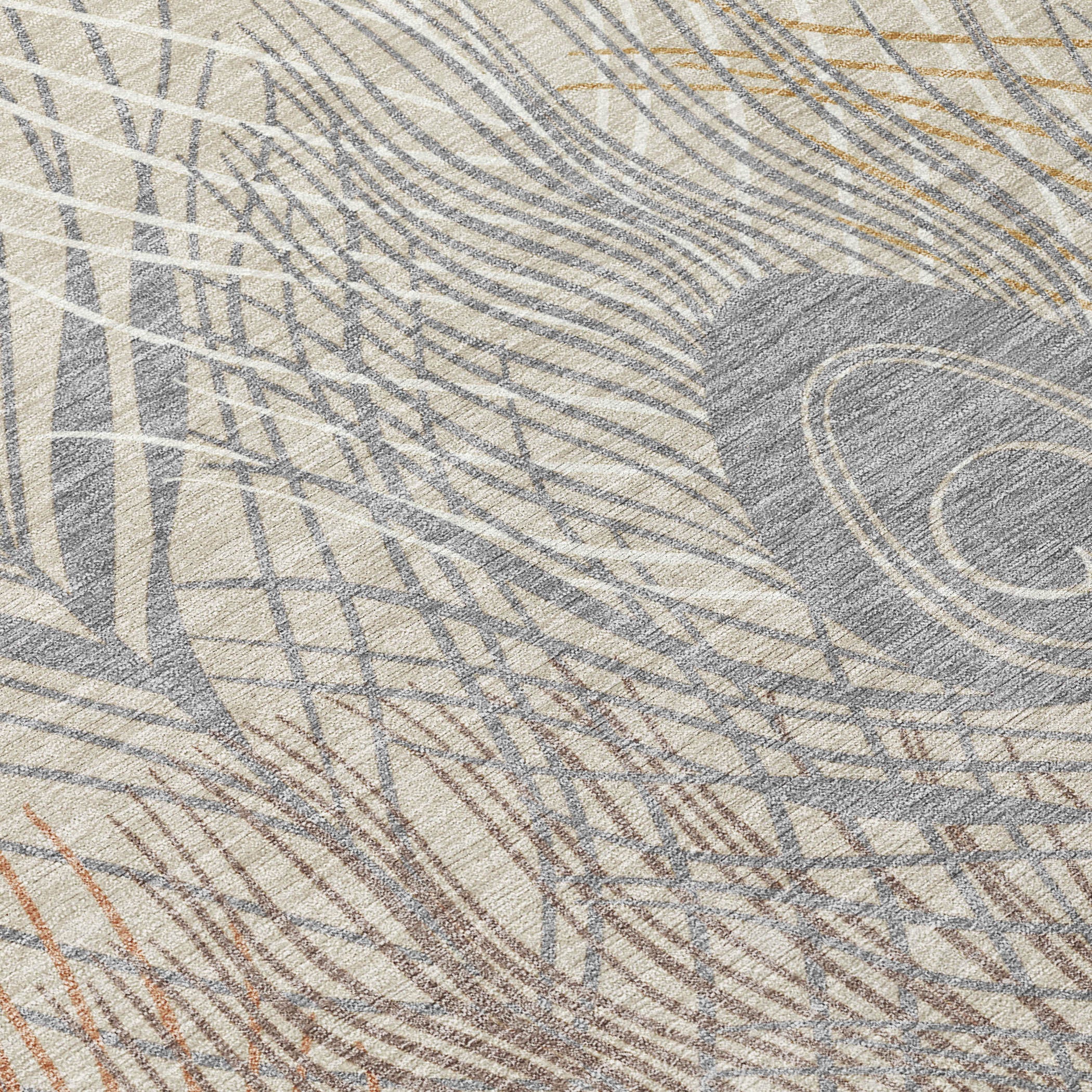 5' X 8' Beige Copper And Gray Floral Washable Indoor Outdoor Area Rug - Sports & Outdoor