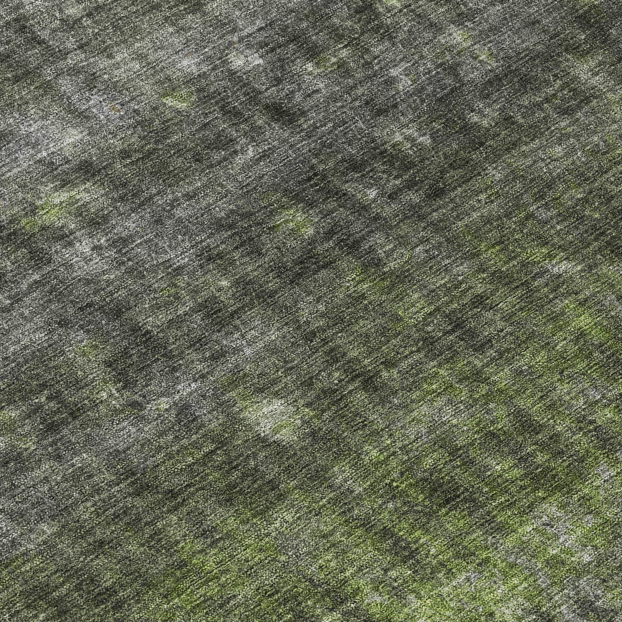 5' X 8' Olive Green And Gray Striped Washable Indoor Outdoor Area Rug - Sports & Outdoor