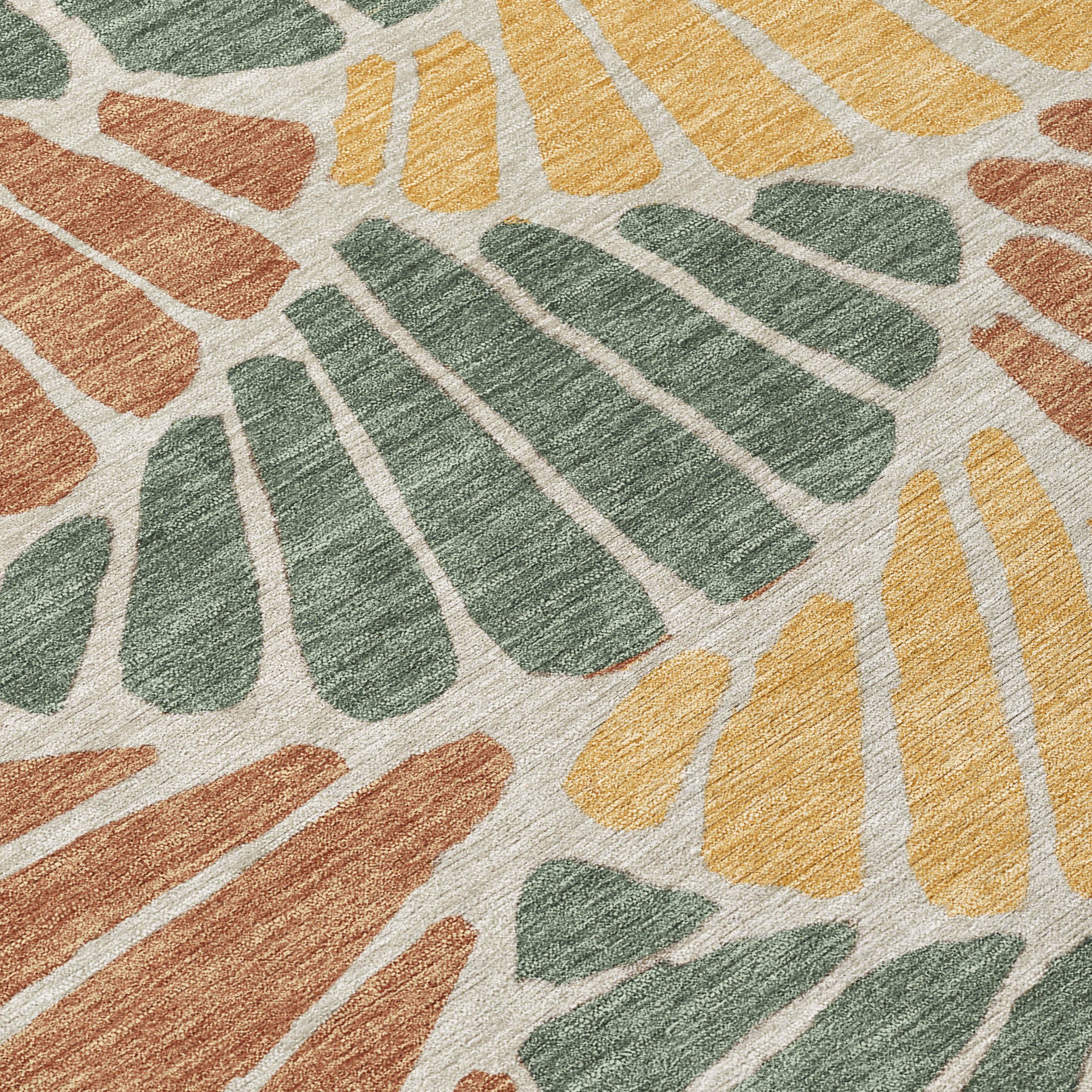 10' X 14' Artichoke Green Copper And Gold Floral Washable Indoor Outdoor Area Rug - Sports & Outdoor
