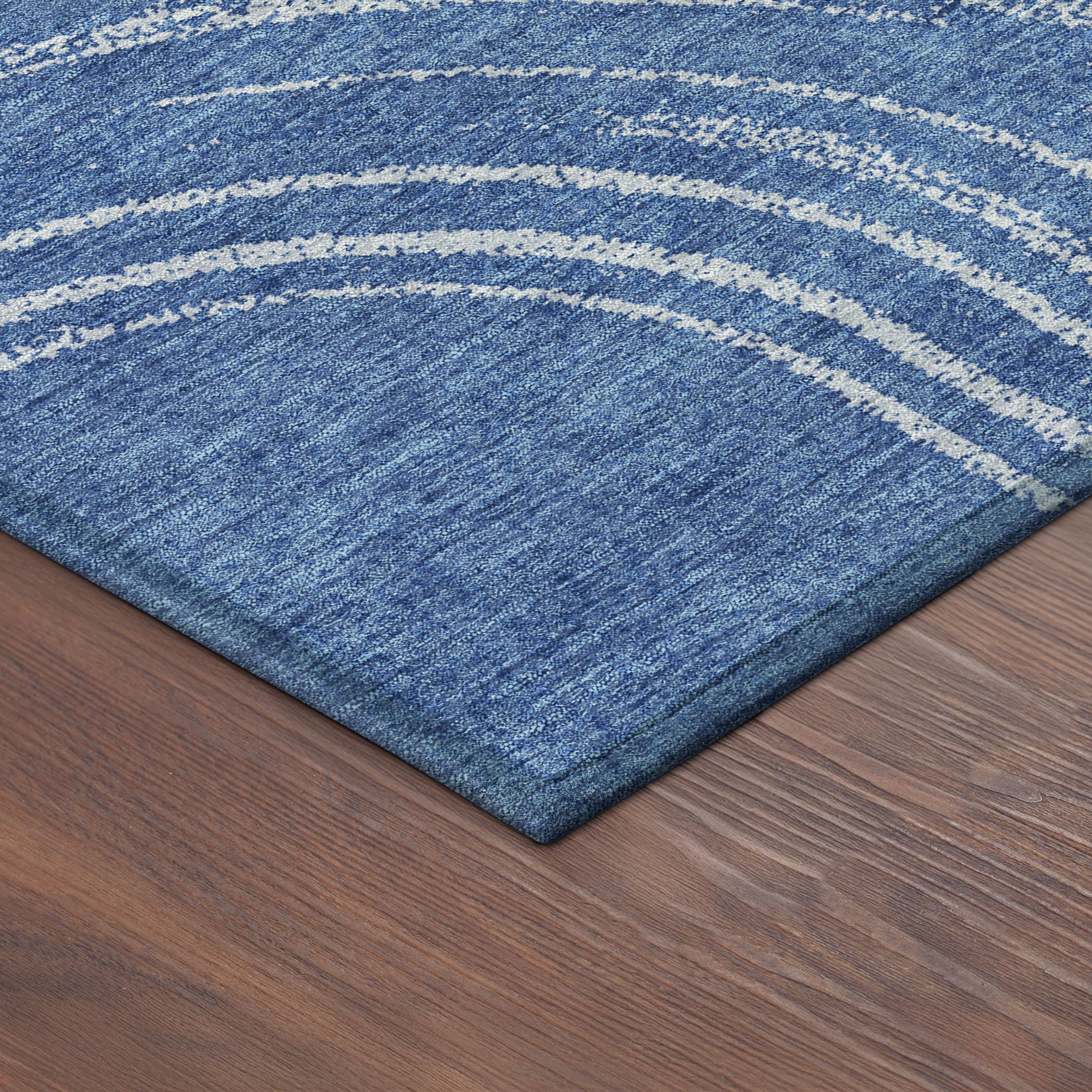 3' X 5' Navy Blue And Sky Blue Geometric Washable Indoor Outdoor Area Rug - Sports & Outdoor