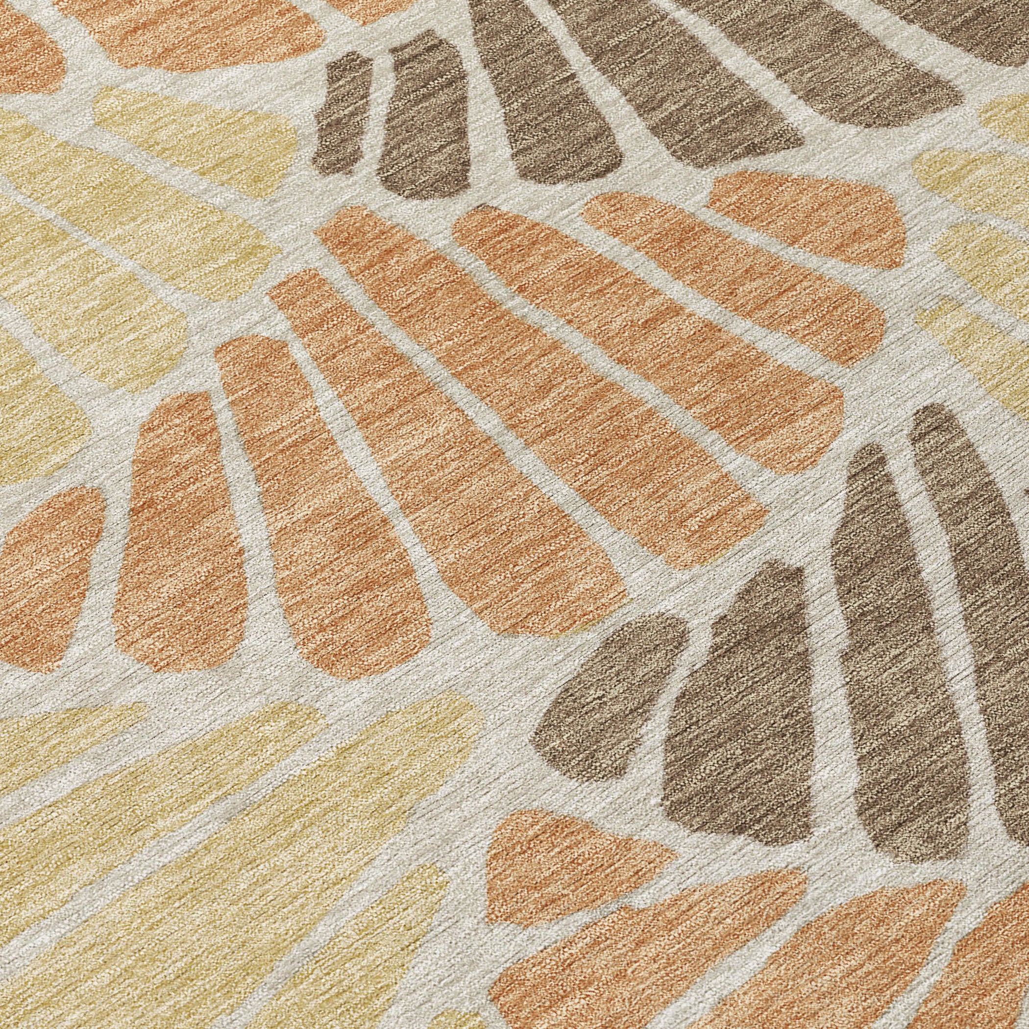 10' X 14' Copper Gold And Brown Floral Washable Indoor Outdoor Area Rug - Sports & Outdoor