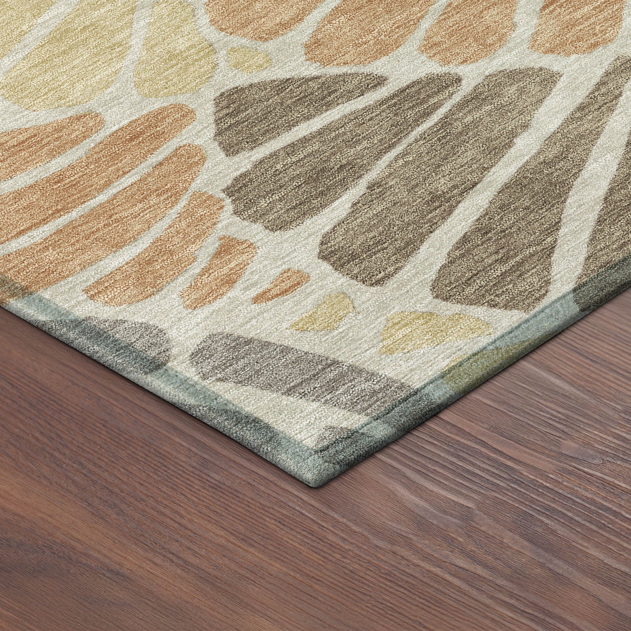10' X 14' Copper Gold And Brown Floral Washable Indoor Outdoor Area Rug - Sports & Outdoor