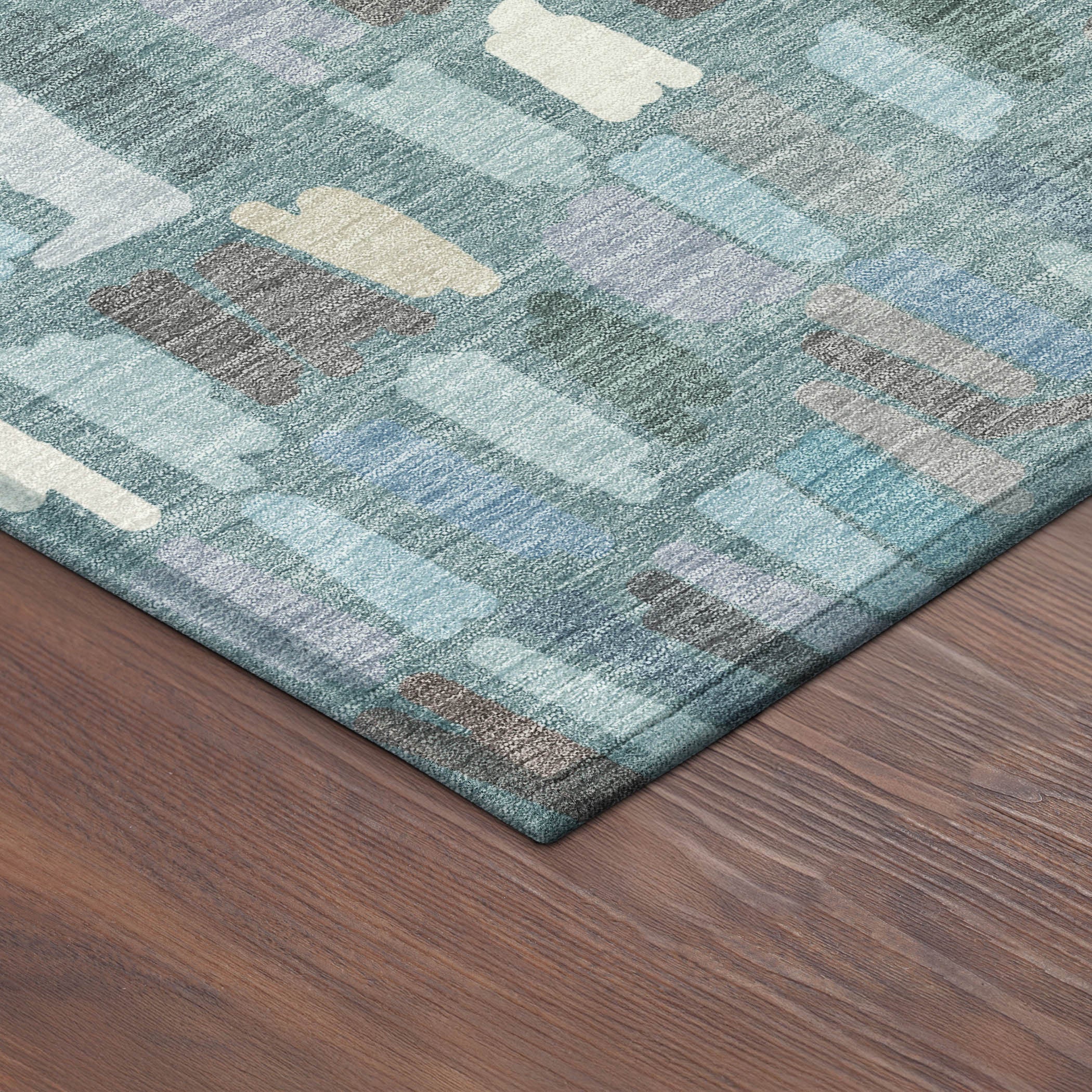 10' X 14' Teal Blue Taupe And Beige Striped Washable Indoor Outdoor Area Rug - Sports & Outdoor