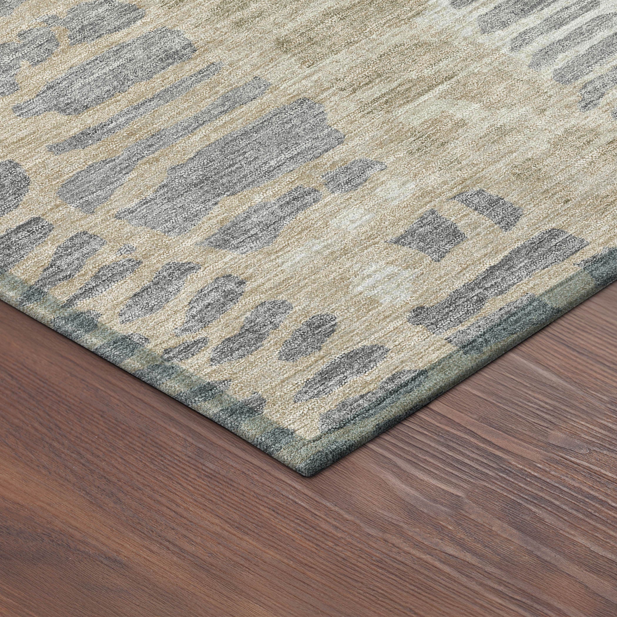 10' X 14' Beige And Gray Abstract Washable Indoor Outdoor Area Rug - Sports & Outdoor