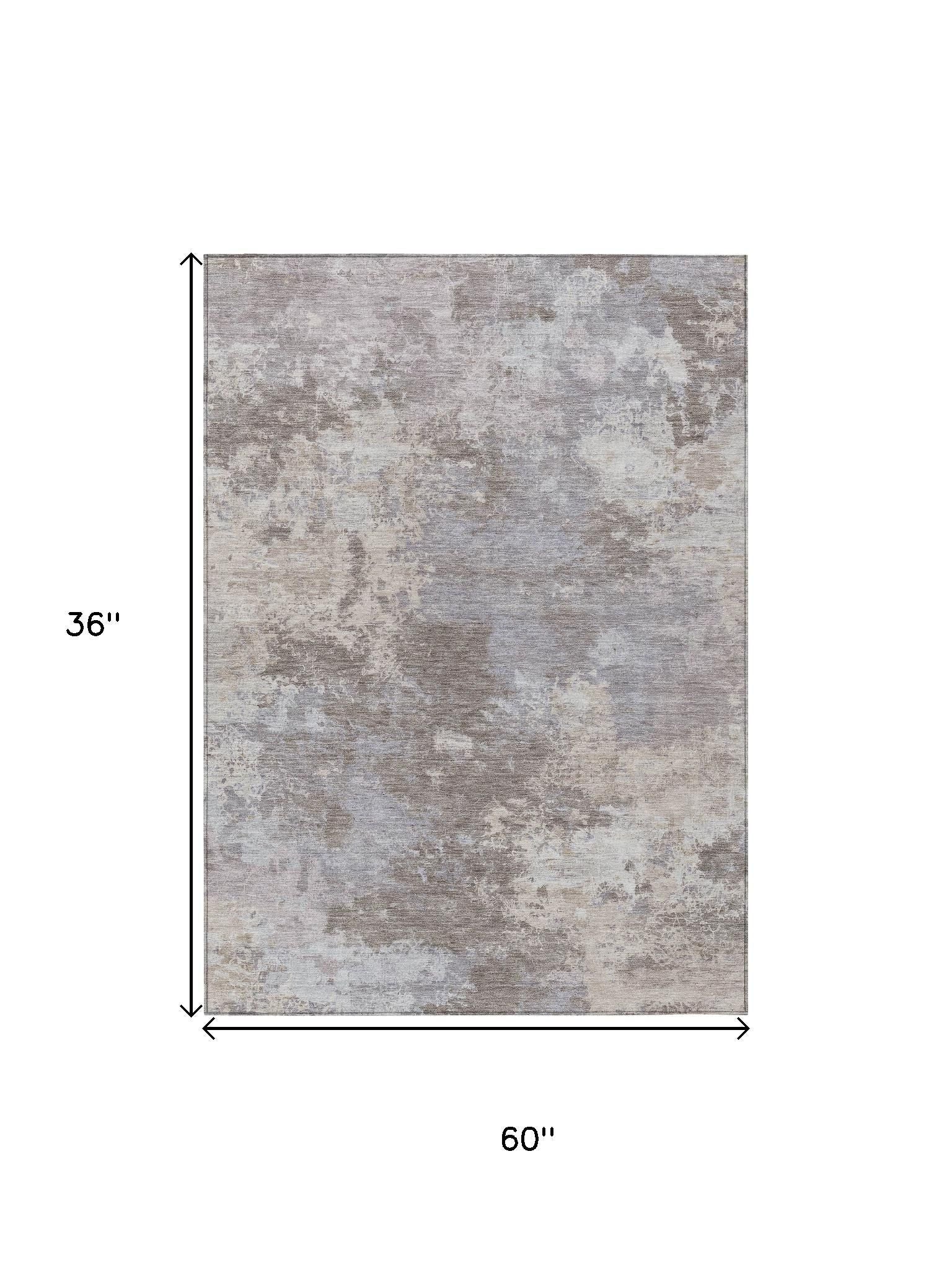 3' X 5' Taupe And Beige Abstract Washable Indoor Outdoor Area Rug - Sports & Outdoor