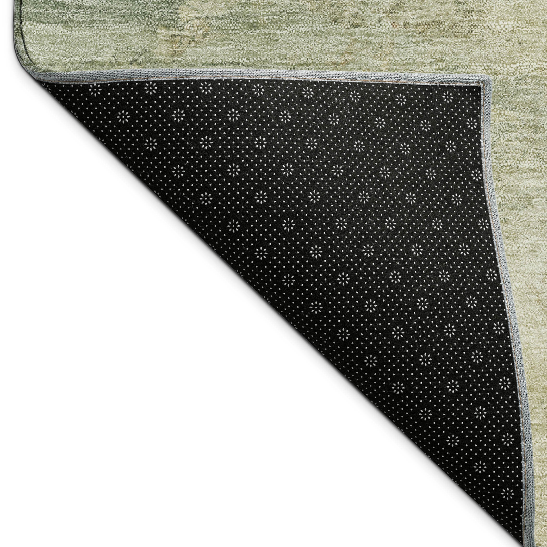 3' X 5' Artichoke Green Gold And Ivory Abstract Washable Indoor Outdoor Area Rug - Sports & Outdoor