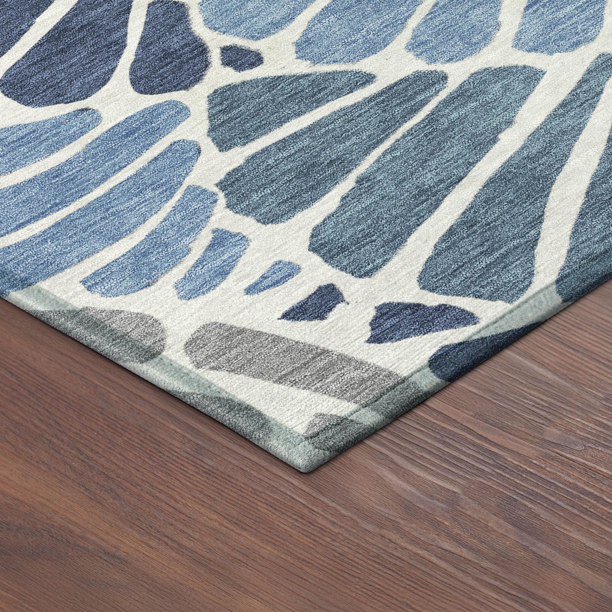 3' X 5' Blue Gold And Ivory Floral Washable Indoor Outdoor Area Rug - Sports & Outdoor