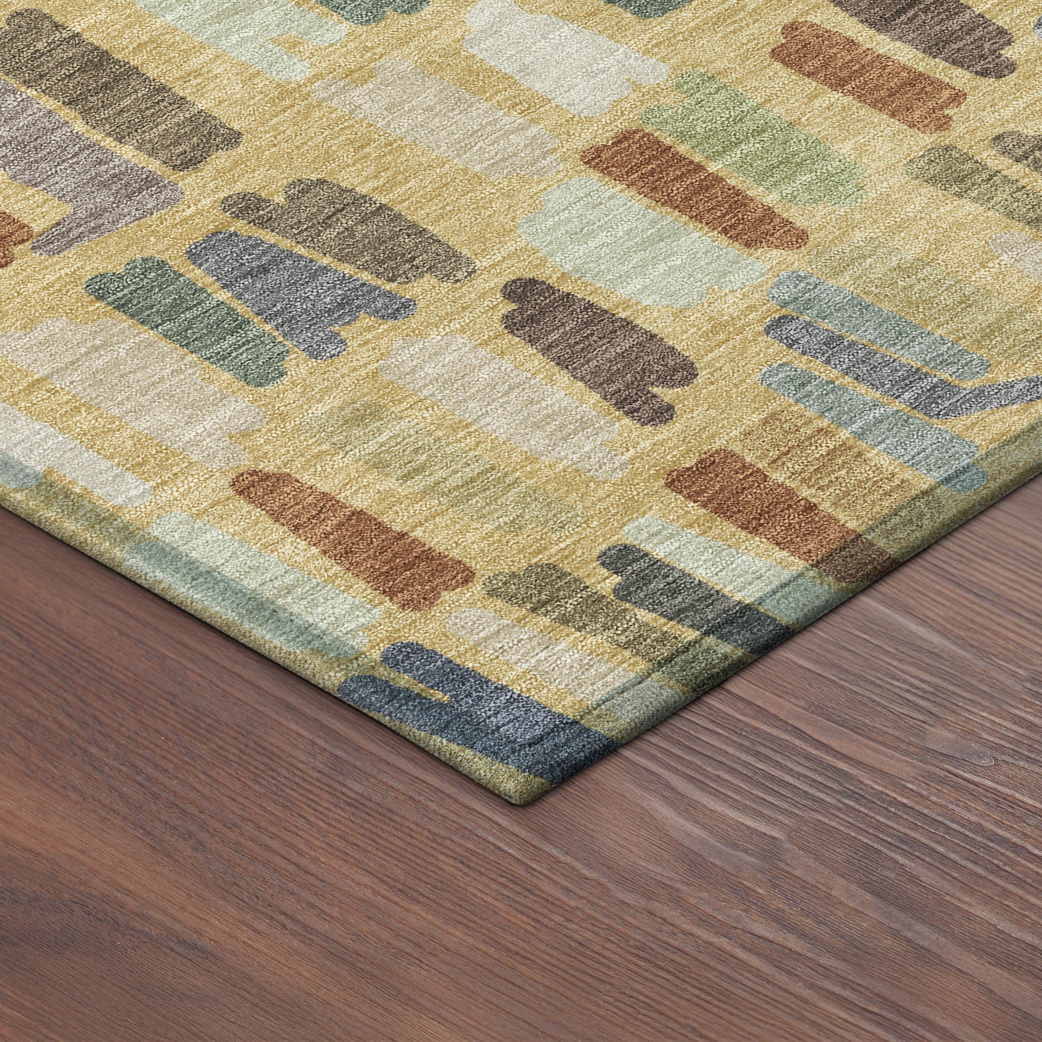 5' X 8' Gold Blue And Ivory Striped Washable Indoor Outdoor Area Rug - Sports & Outdoor