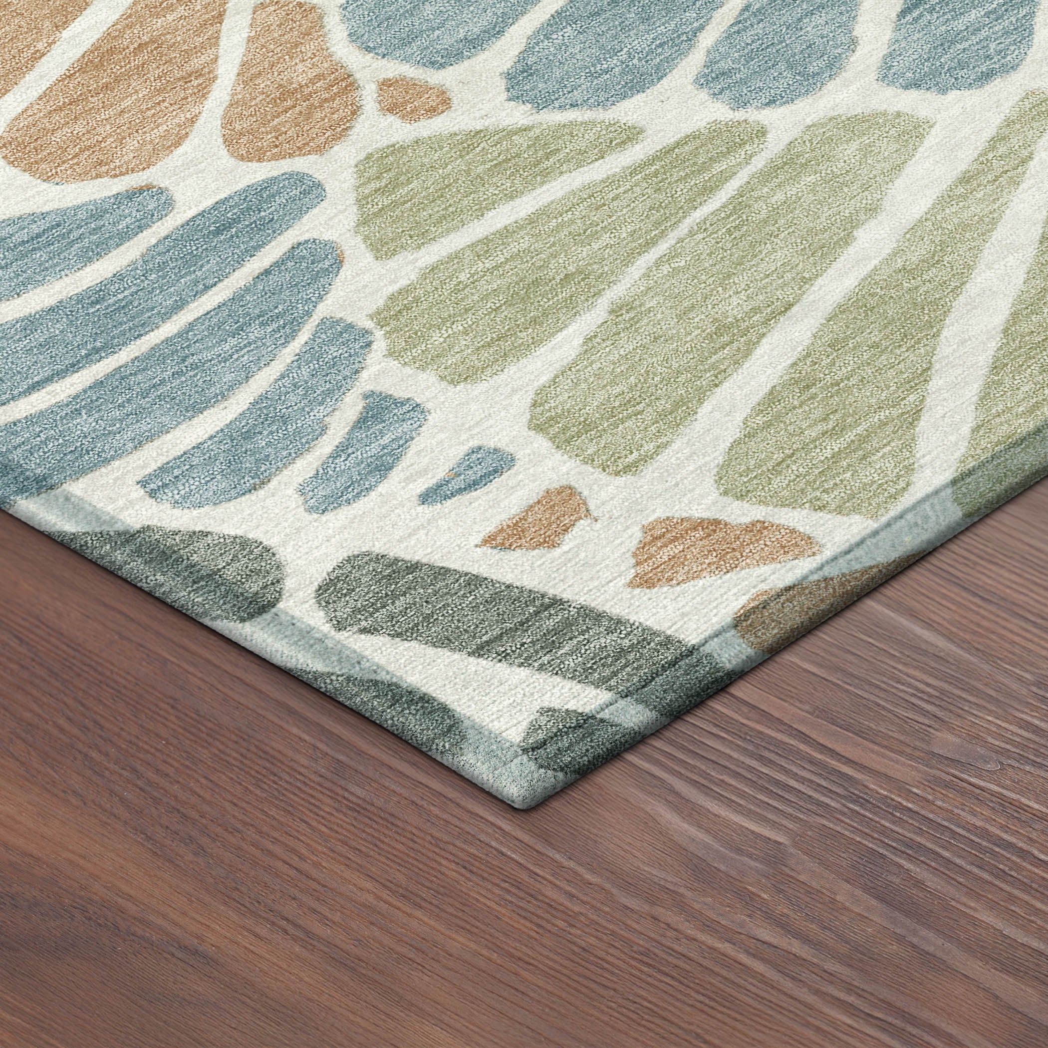 3' X 5' Pale Aqua Copper And Gold Floral Washable Indoor Outdoor Area Rug - Sports & Outdoor