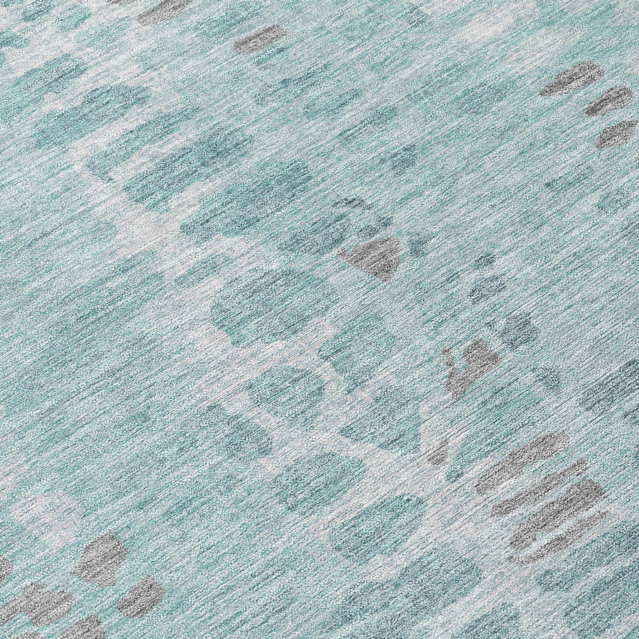3' X 5' Teal Blue And Gray Abstract Washable Indoor Outdoor Area Rug - Sports & Outdoor
