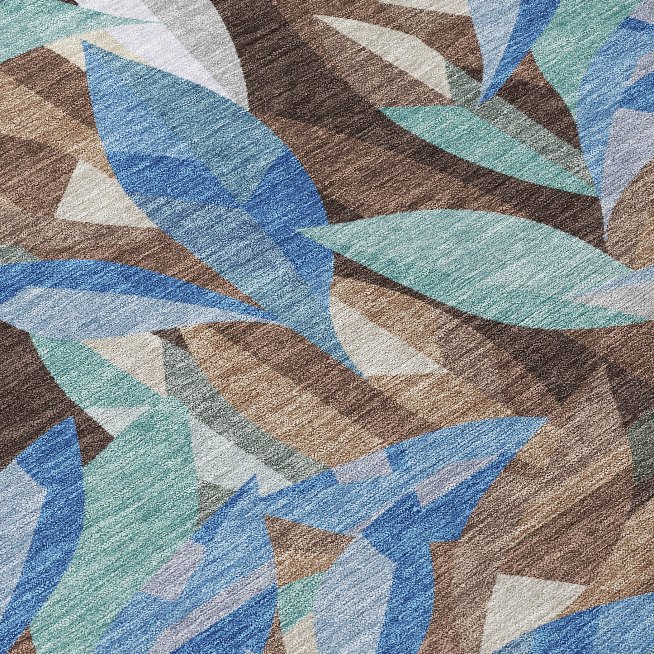3' X 5' Brown And Blue Floral Washable Indoor Outdoor Area Rug - Sports & Outdoor