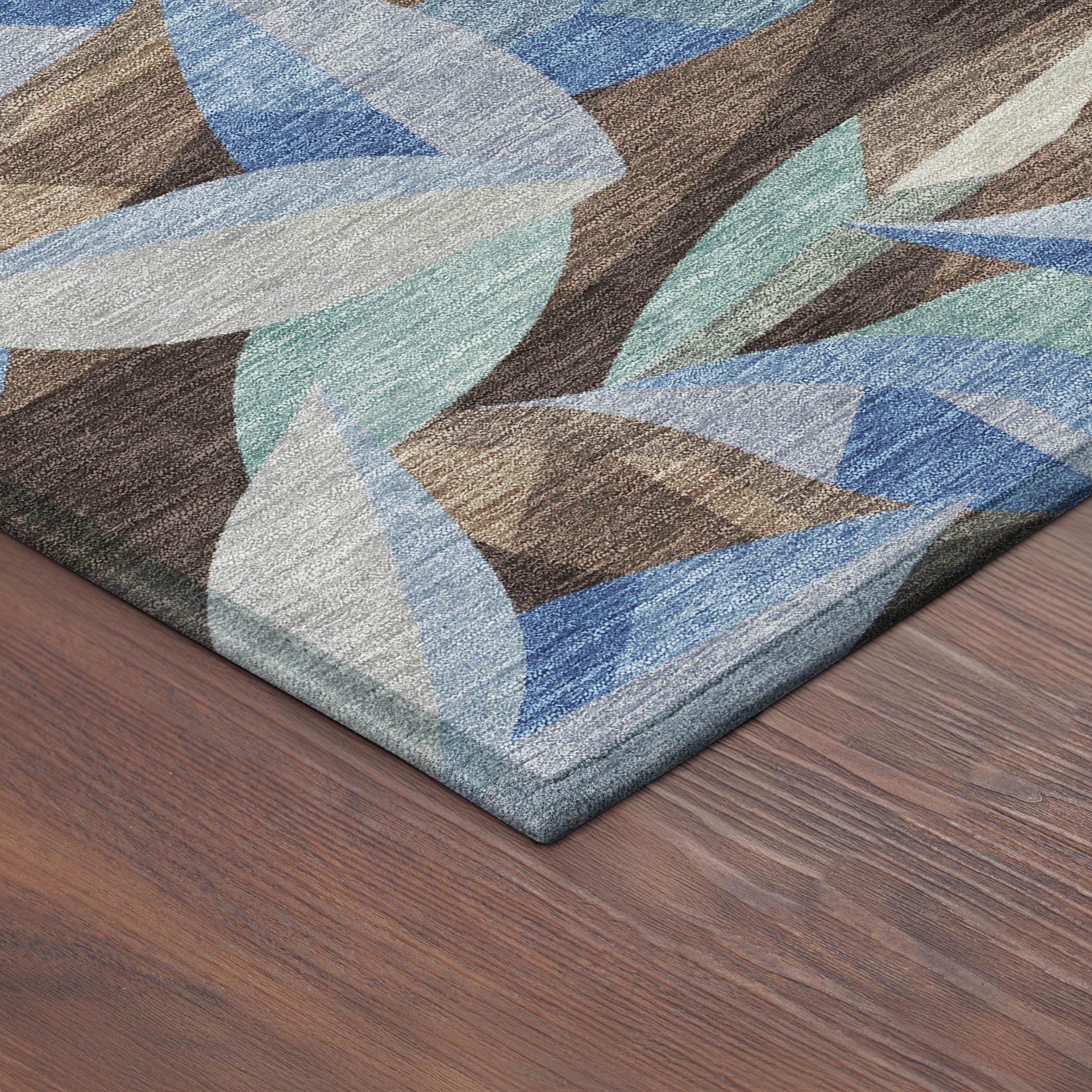 5' X 8' Brown And Blue Floral Washable Indoor Outdoor Area Rug - Sports & Outdoor