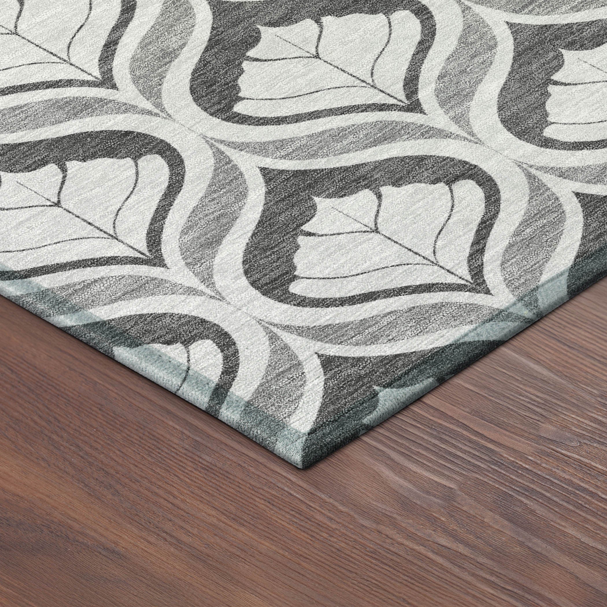 3' X 5' Charcoal And Silver Geometric Washable Indoor Outdoor Area Rug - Sports & Outdoor