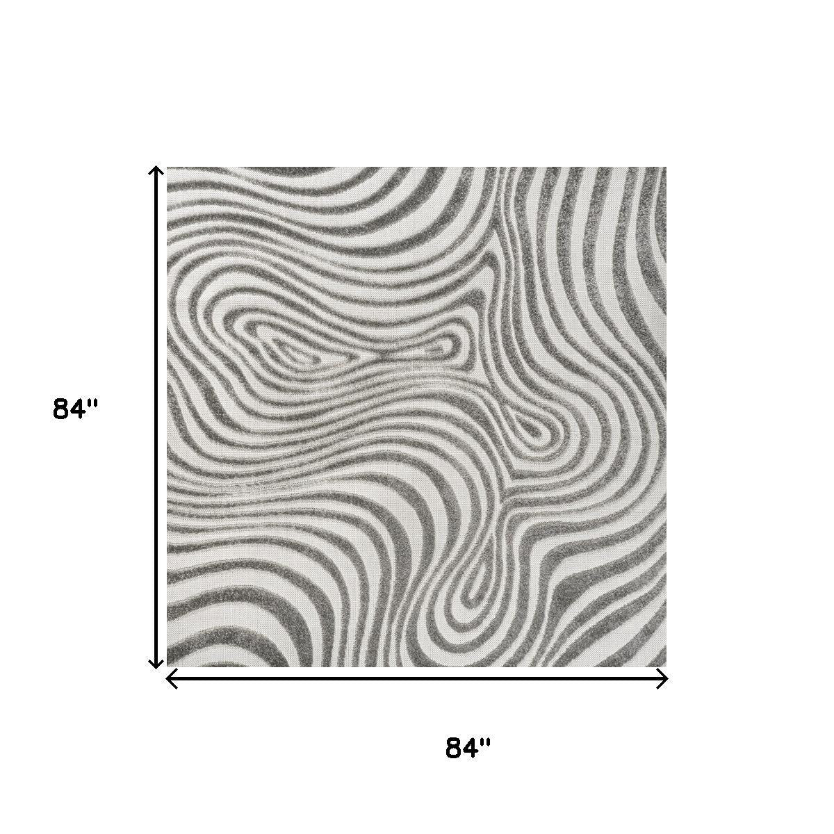 84 in by 84 in gray and ivory square abstract area rug