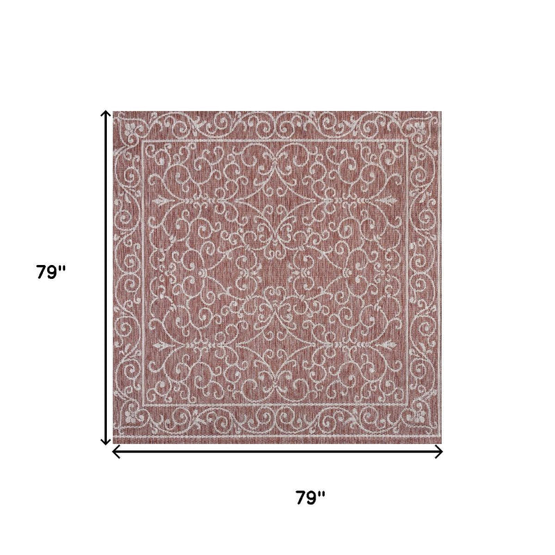 Indoor/outdoor area rug size diagram showing a 79 x 79 inch square
