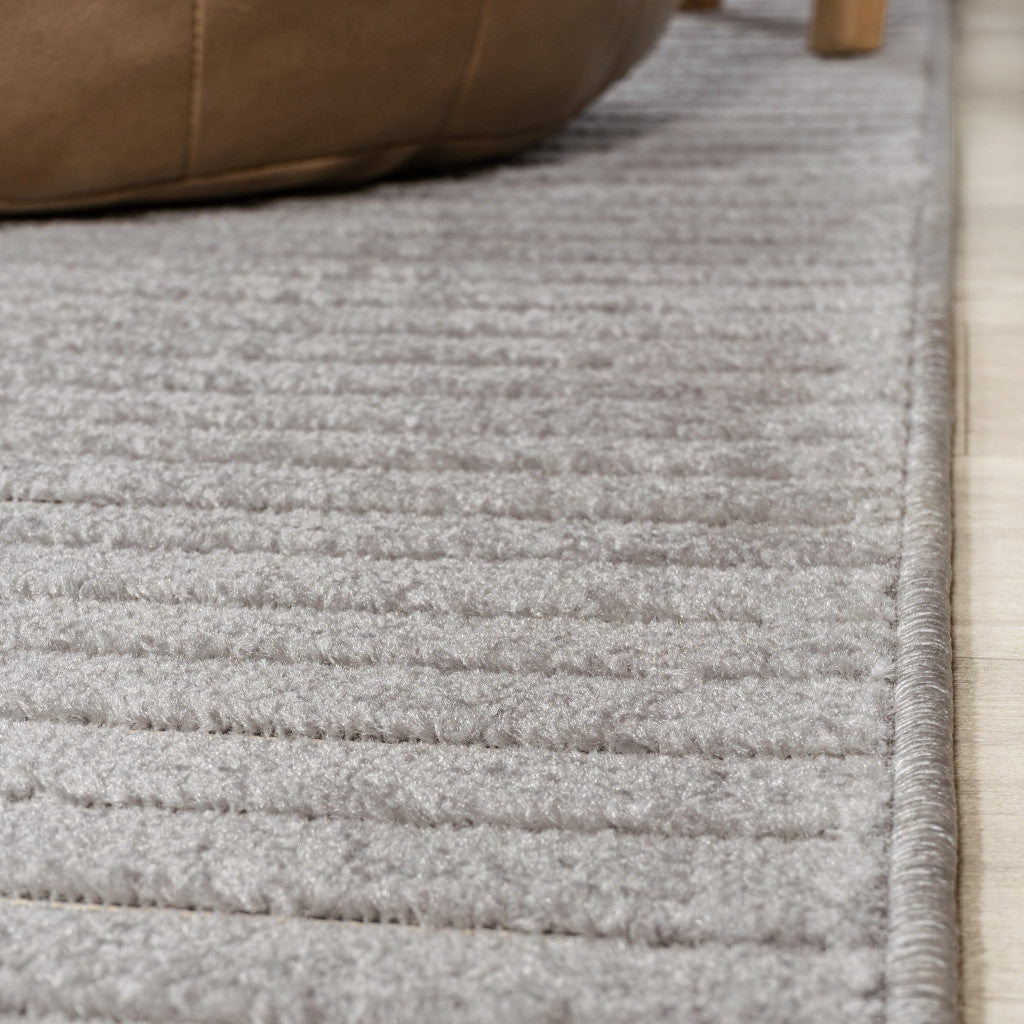 10' Gray And Ivory Striped Indoor Outdoor Runner Rug - Sports & Outdoor